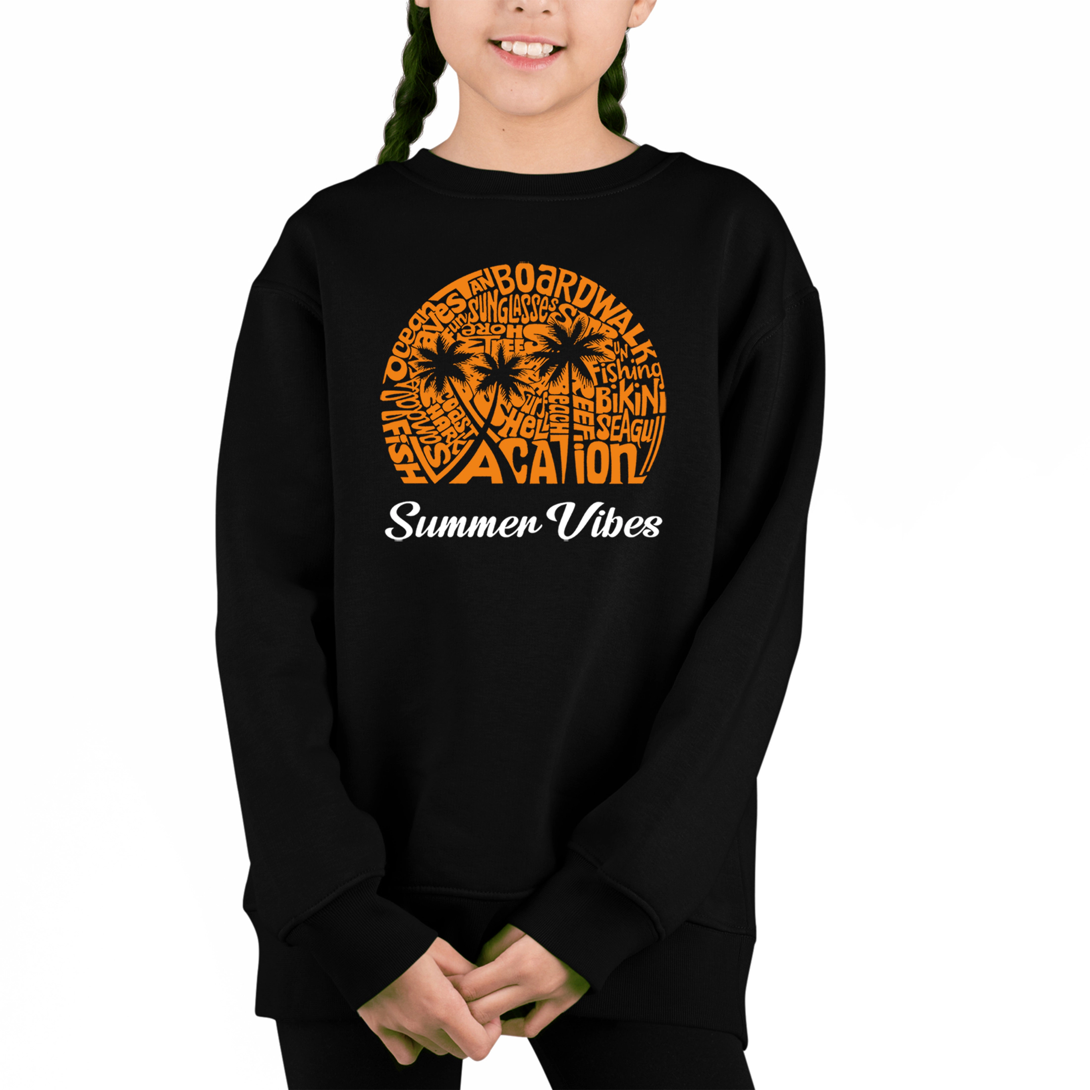 LA Pop Art Girl's Word Sweatshirt - Summer Vibes