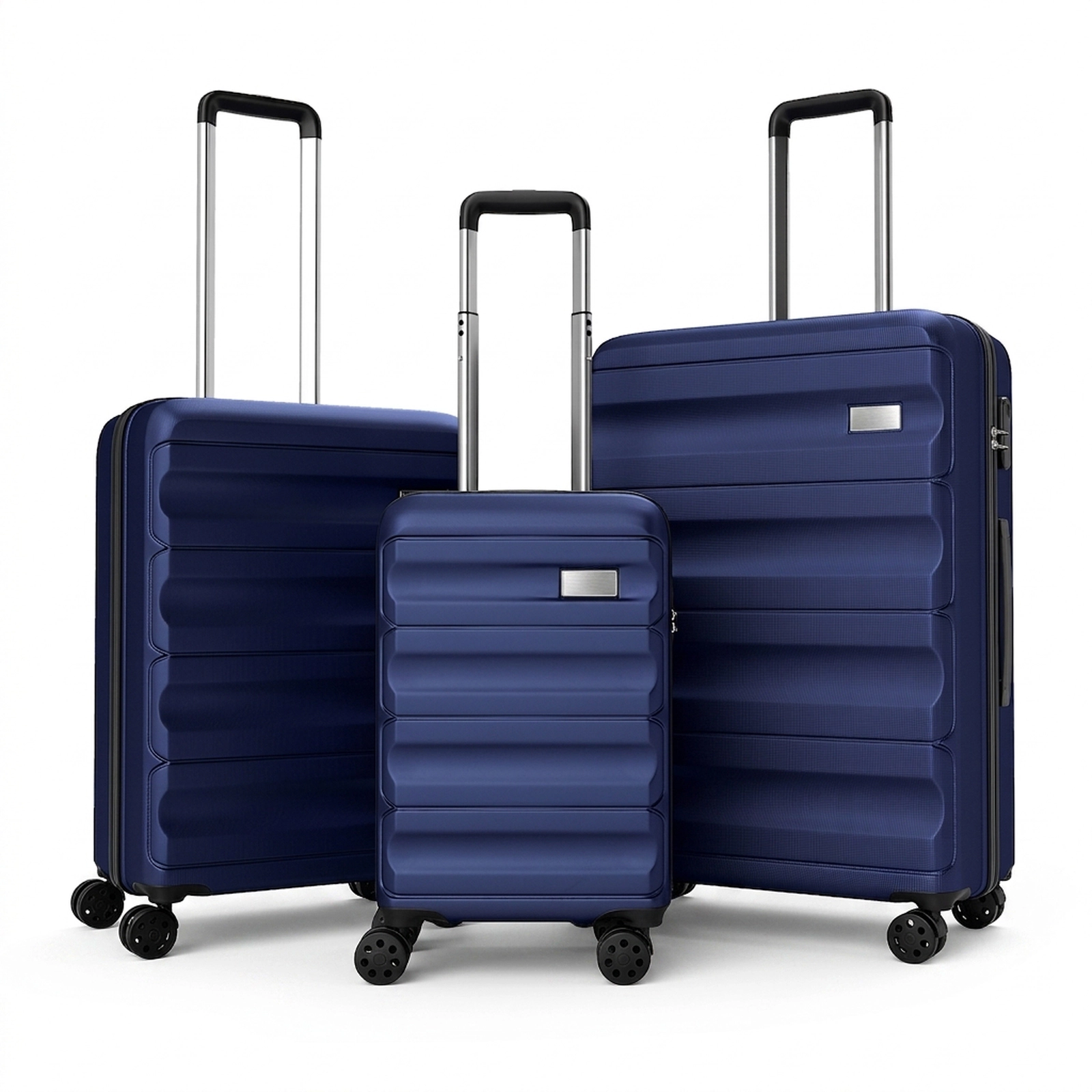 SUGIFT 3-Piece 20-in 24-in 28-in Hardside Nested Spinner Luggage Set 114-L Capacity 21-lb Net Weight Navy