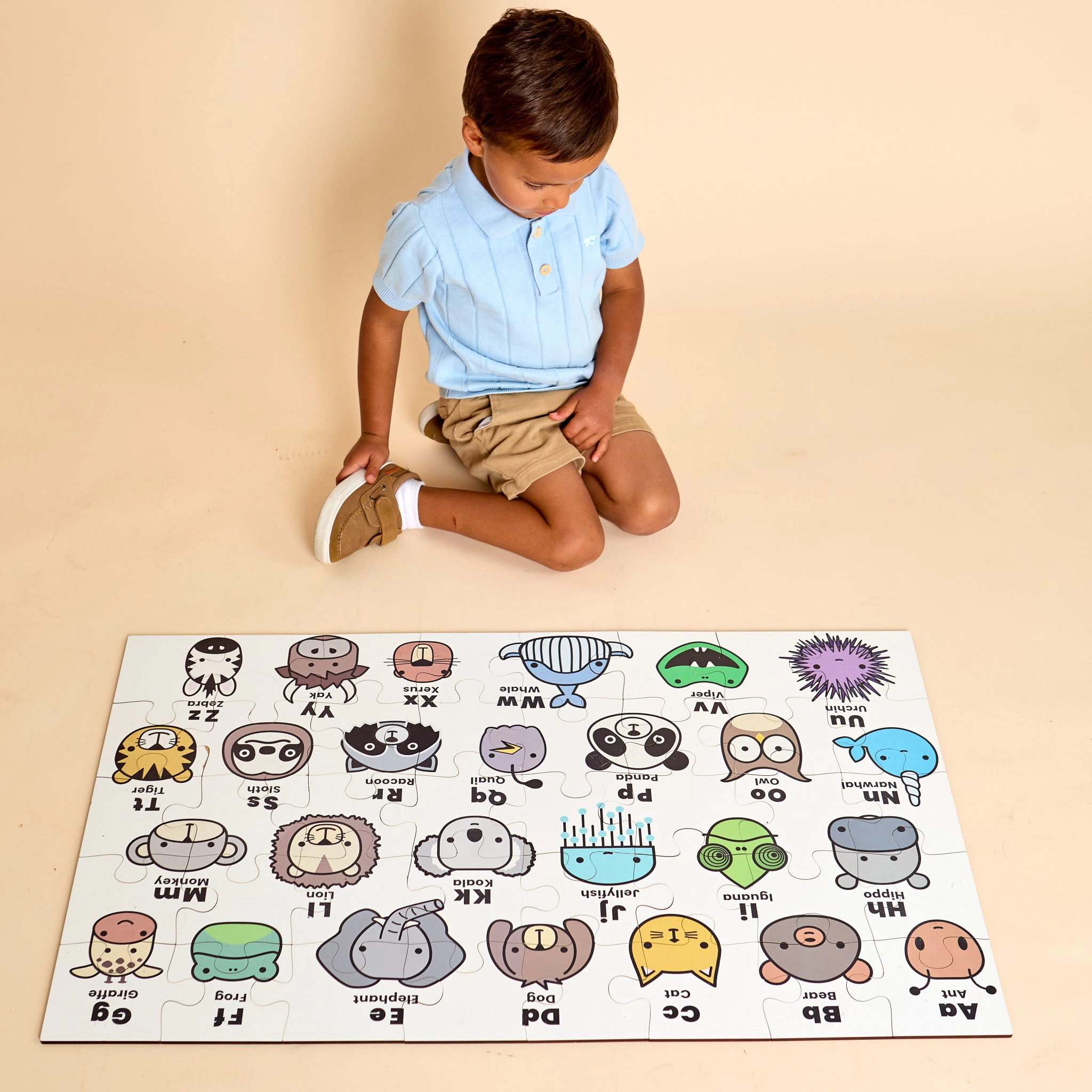 Kids ABC Animal Floor Puzzle - 40-Piece Educational Wooden-Style Alphabet Puzzle for Toddlers & Preschoolers