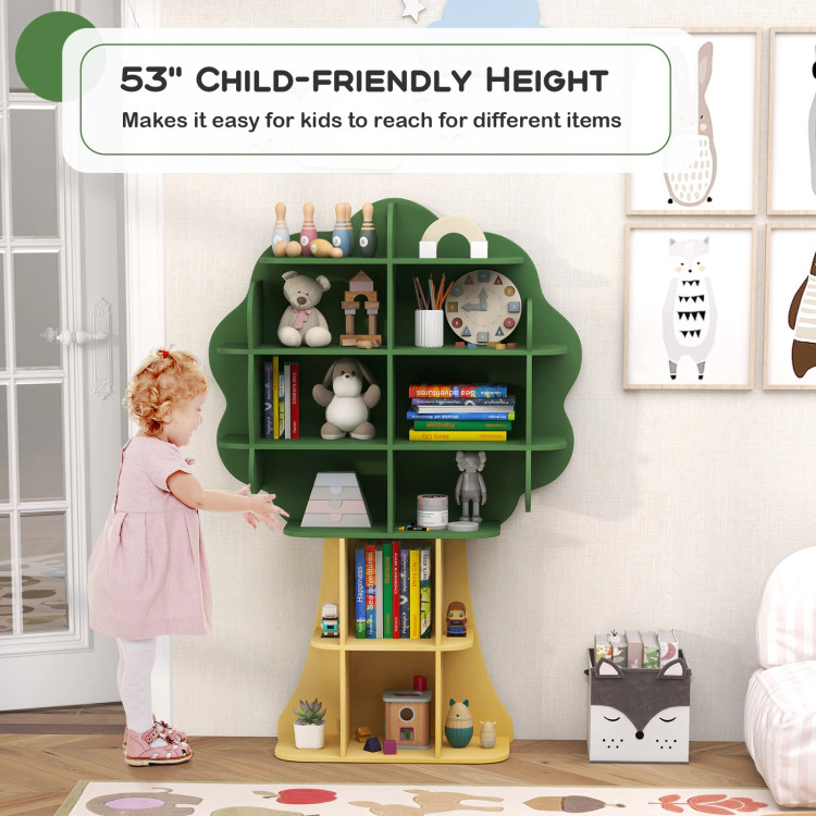 Hivvago Green Kids Bookcase Shelf Toy Storage Organizer with Open Storage Shelves