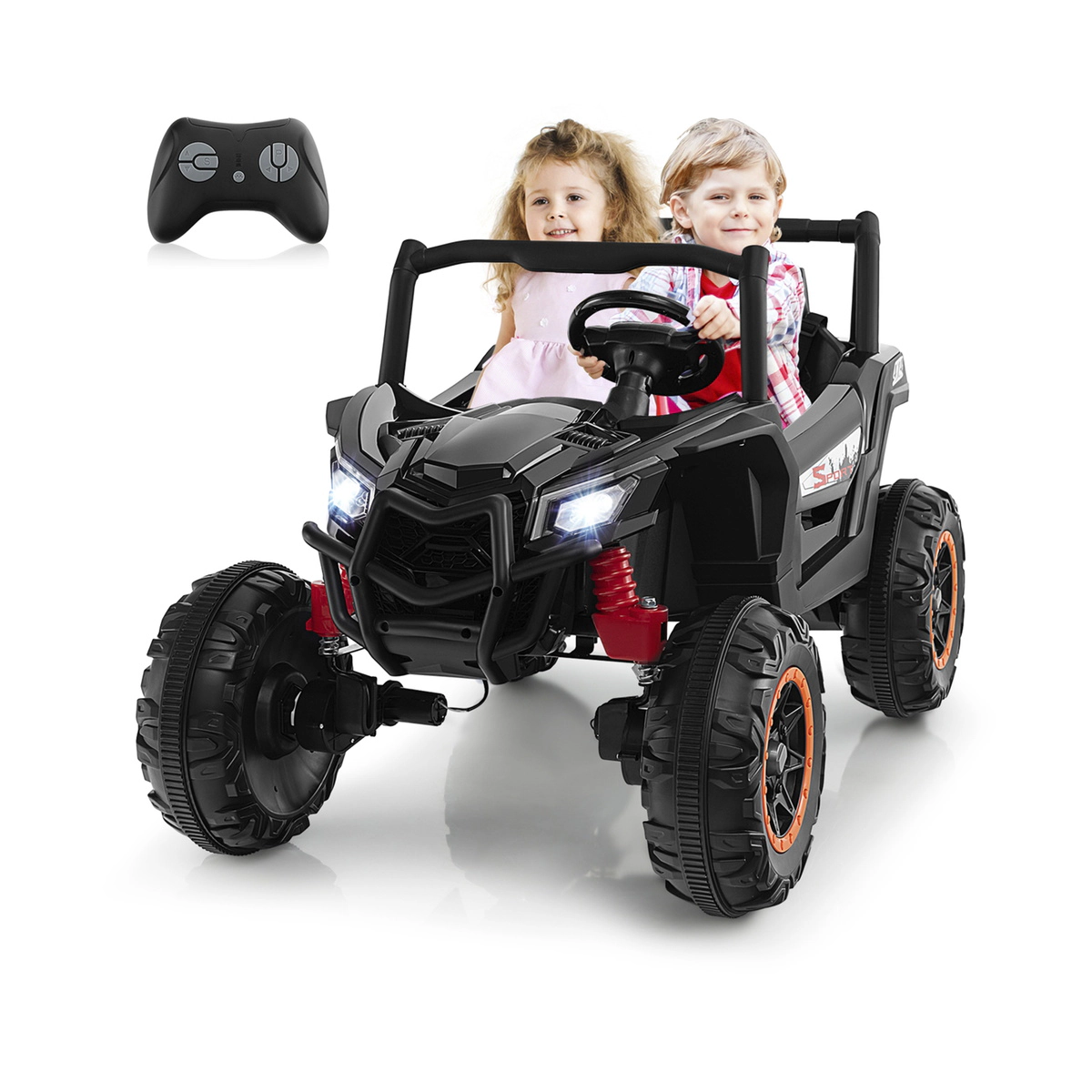 SUGIFT Kids Black 2-Seater 24V Ride On UTV Truck with Remote Control 49.5-in W 31.5-in H 110-lb Rider Capacity