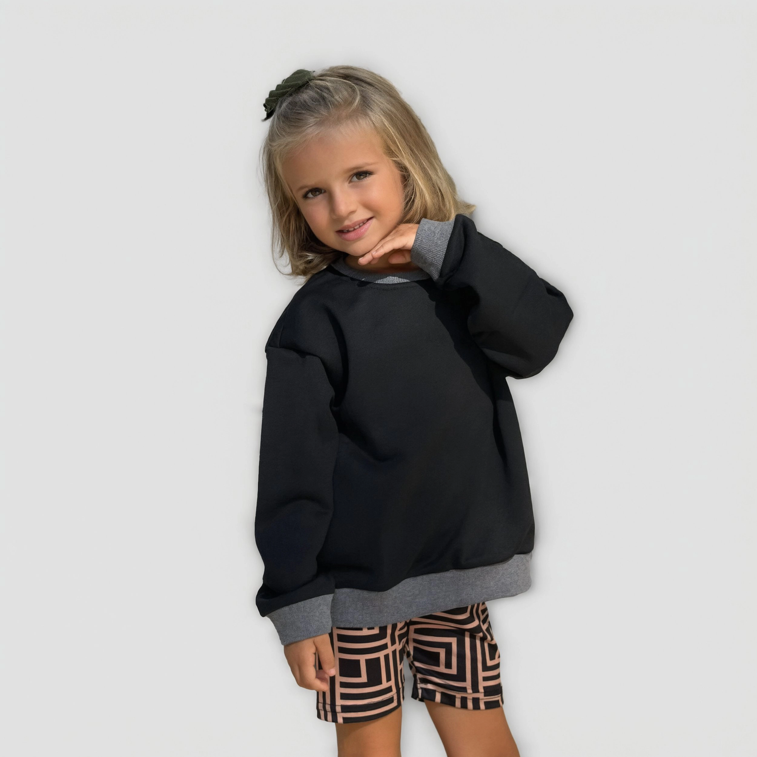 Arshiner Girl's Drop Shoulder Color Block Crewneck Long Sleeve Sweatshirt