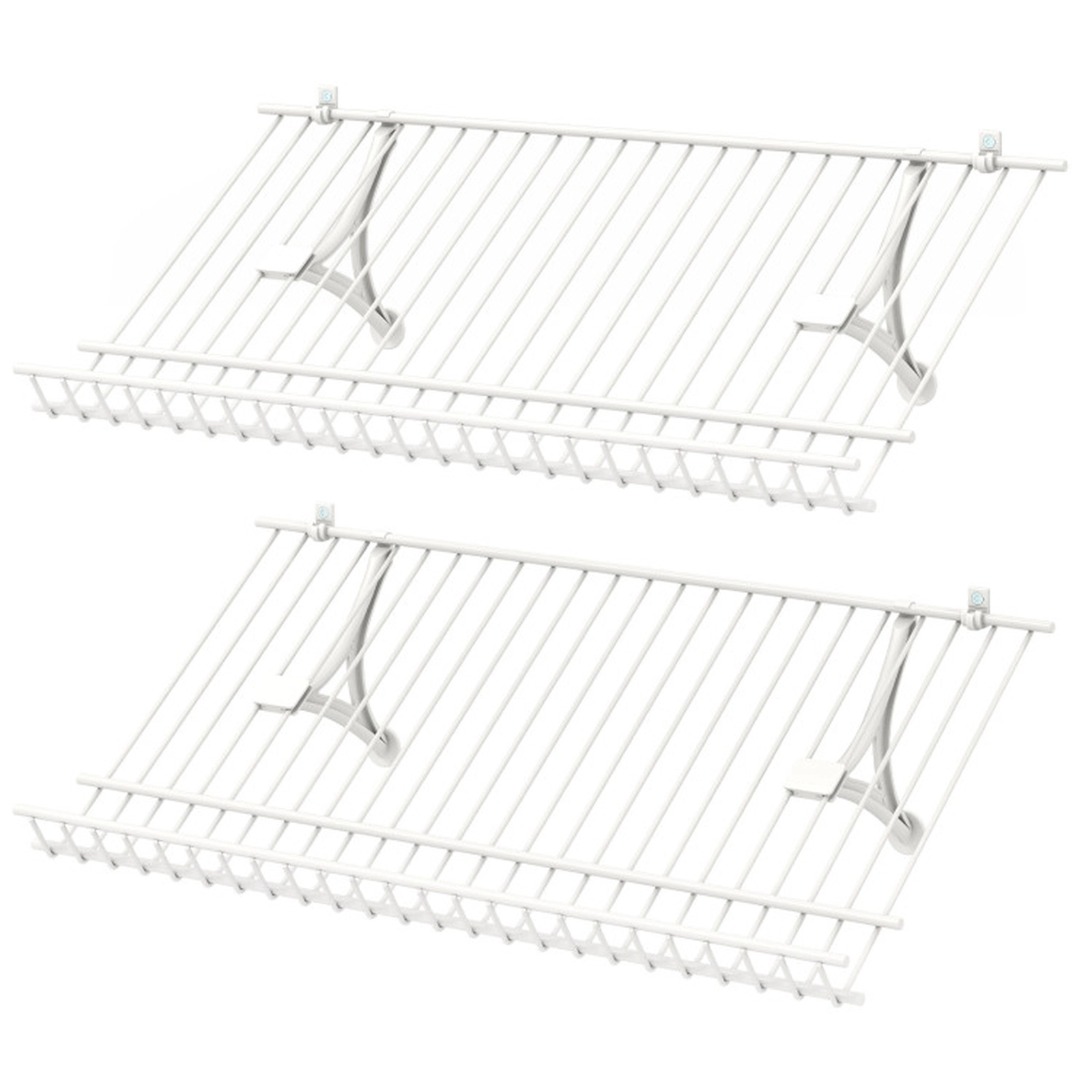 SUGIFT Set of 2 White Wall Mounted Metal Wire Shoe Rack Closet Shelves 24-in W 12-in D 11-lb Per Shelf