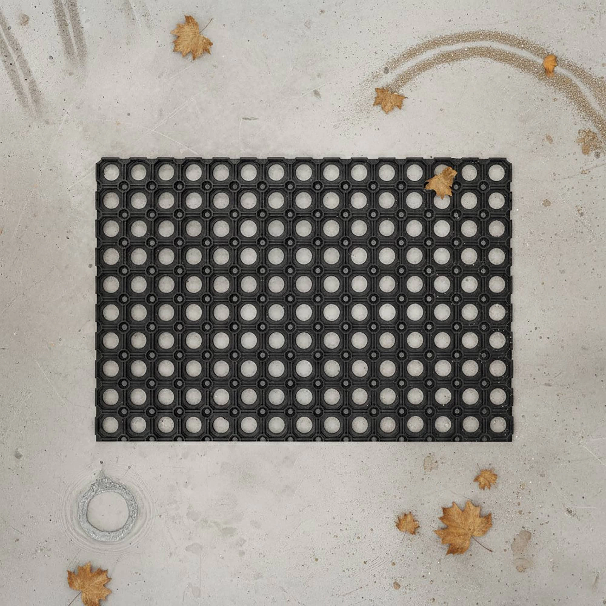 Evideco French Home Goods Black Honeycomb Rubber Doormat 24 x 16 Inches