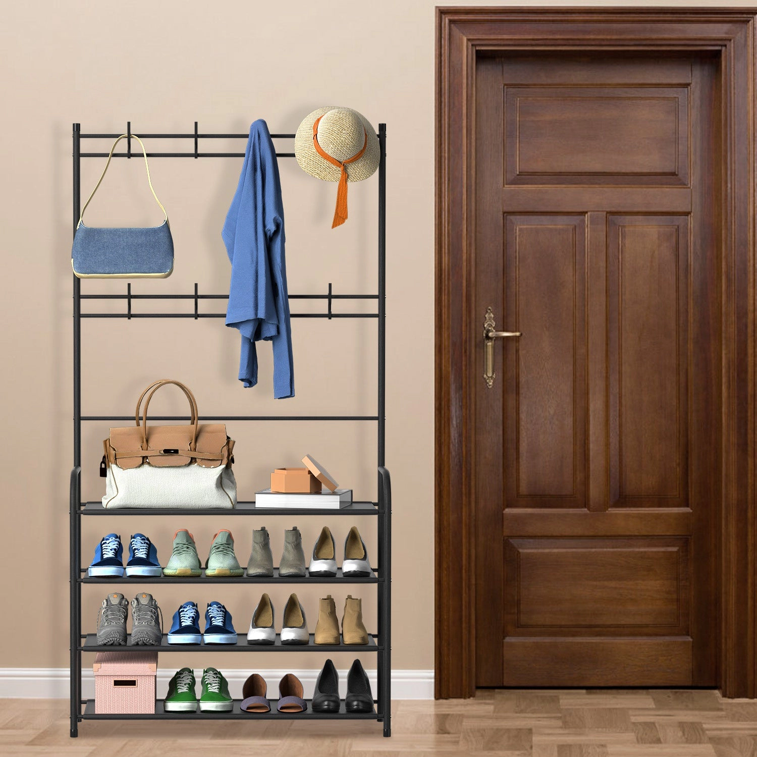 GBruno 5-Tier Entryway Coat Rack With Shoe Storage