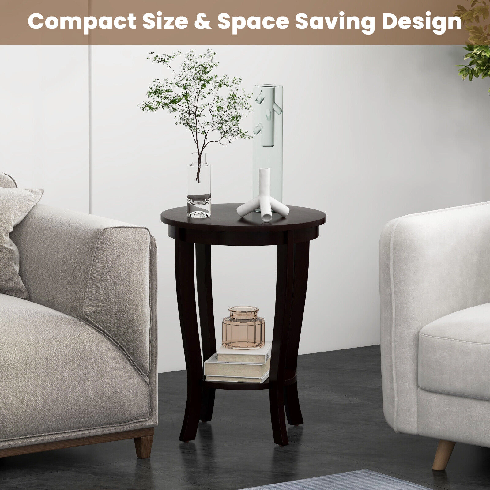 SlickBlue 2-Tier End Table, Compact Nightstand for Living Room