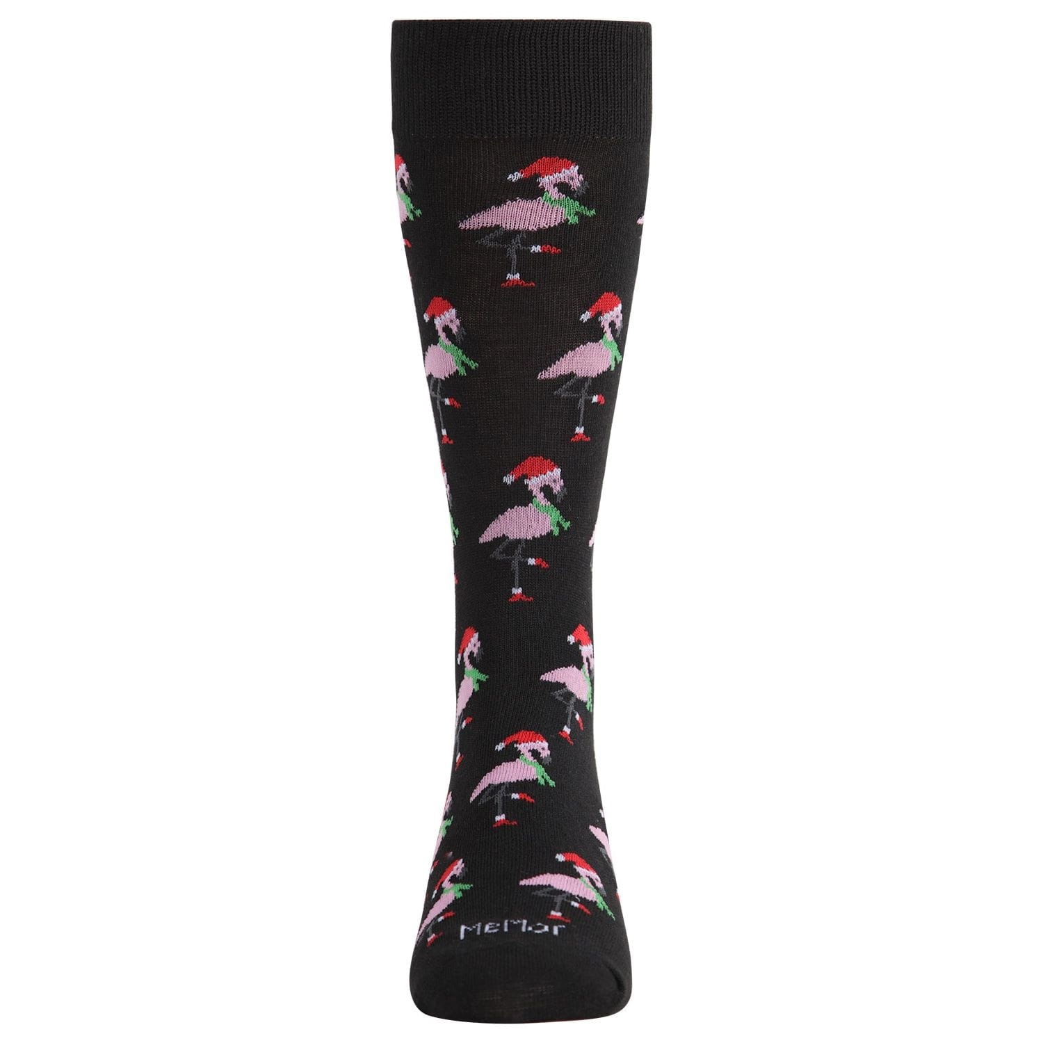 MeMoi Men's Christmas Festive Flamingo Bamboo Blend Crew Socks