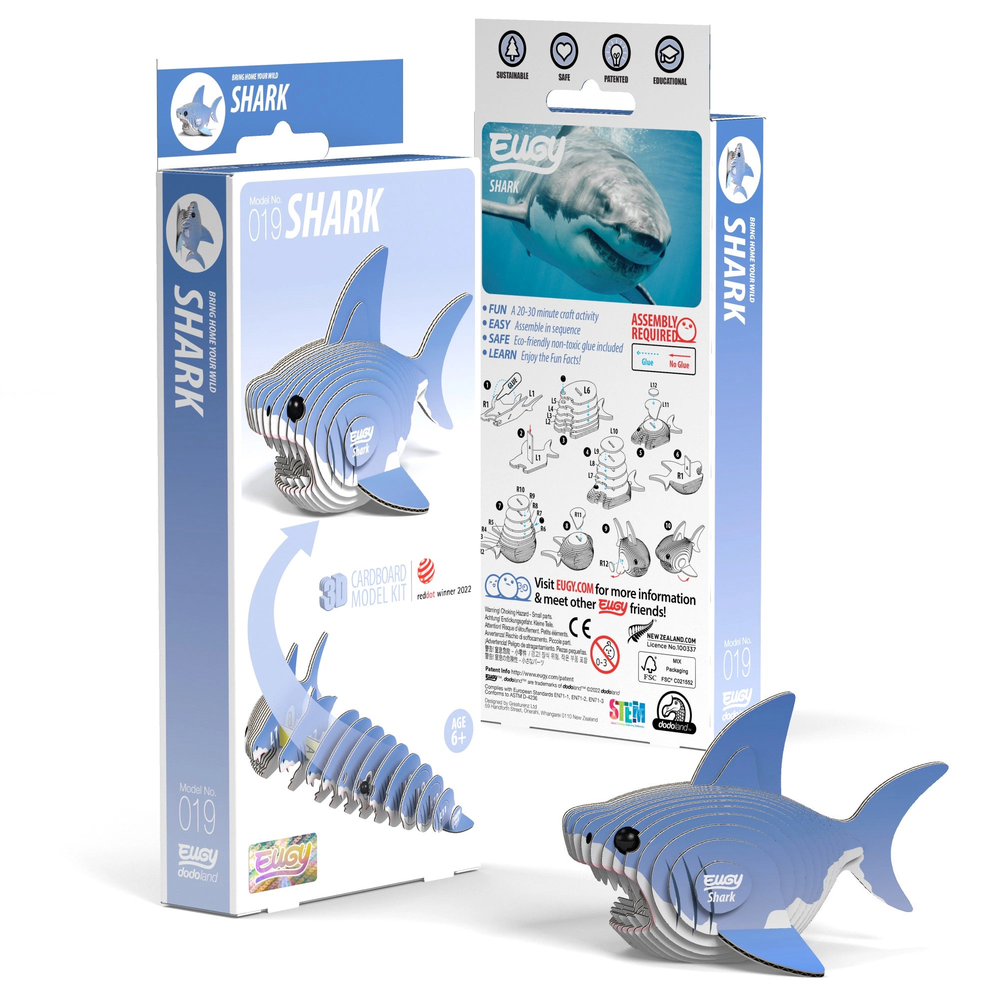 EUGY Shark 3D Puzzle - contains 24 puzzle pieces