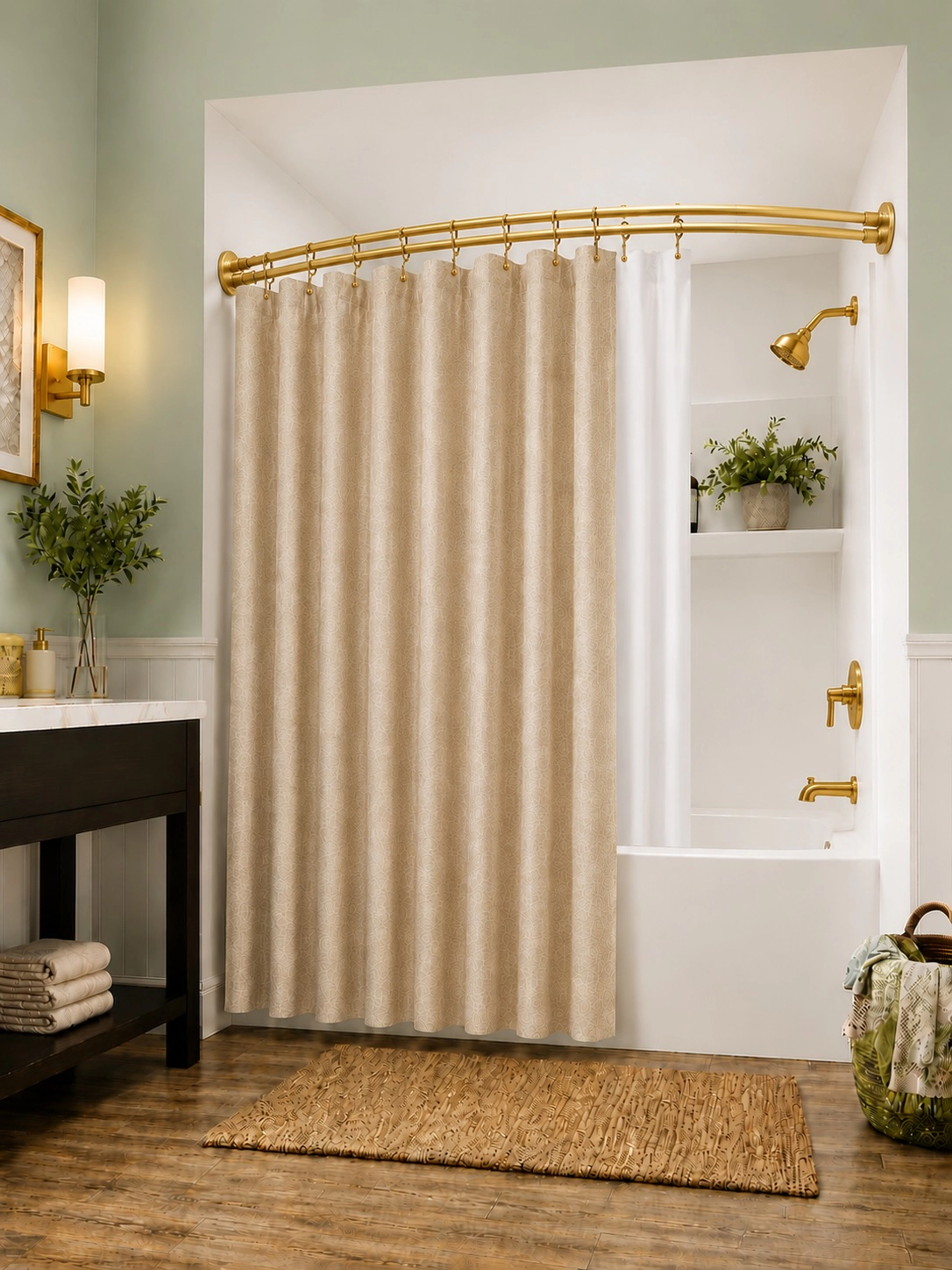 Utopia Alley Aluminum Double Curved Shower Curtain Rod, Adjustable 45-72 Inch, Dual Rod Design, Adds 8 Inches More Space