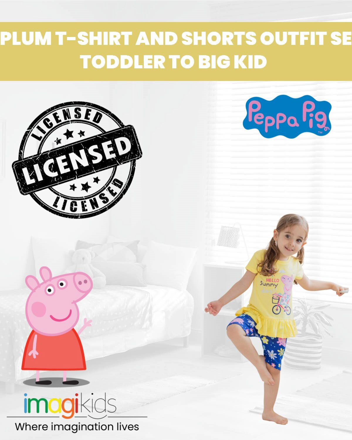 Peppa Pig Girls' 2-Piece T-Shirt and Bike Shorts Set