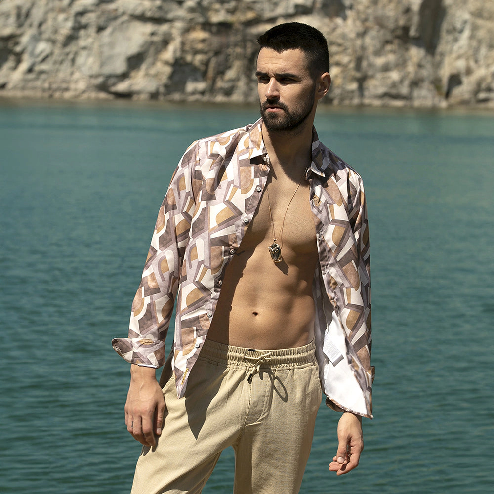 Campus Sutra Men's Abstract Block Shirt