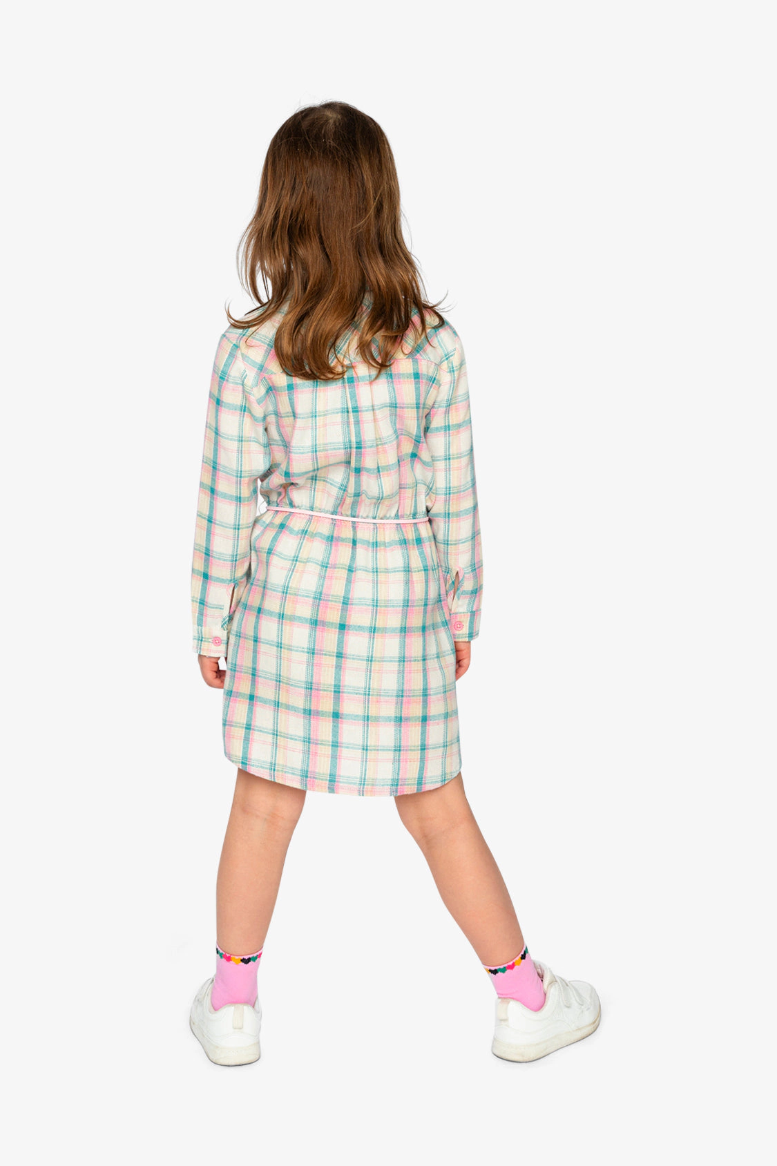 Deux par Girls Belted Plaid Shirt Dress