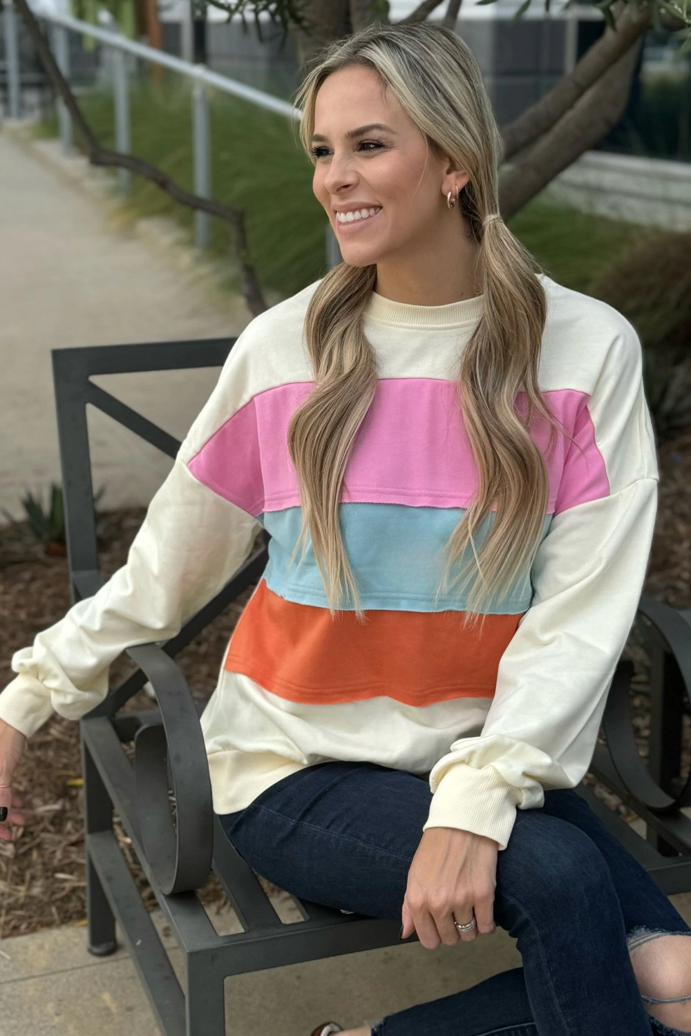 Threaded Pear Women's Leilani Patchwork Sweatshirt