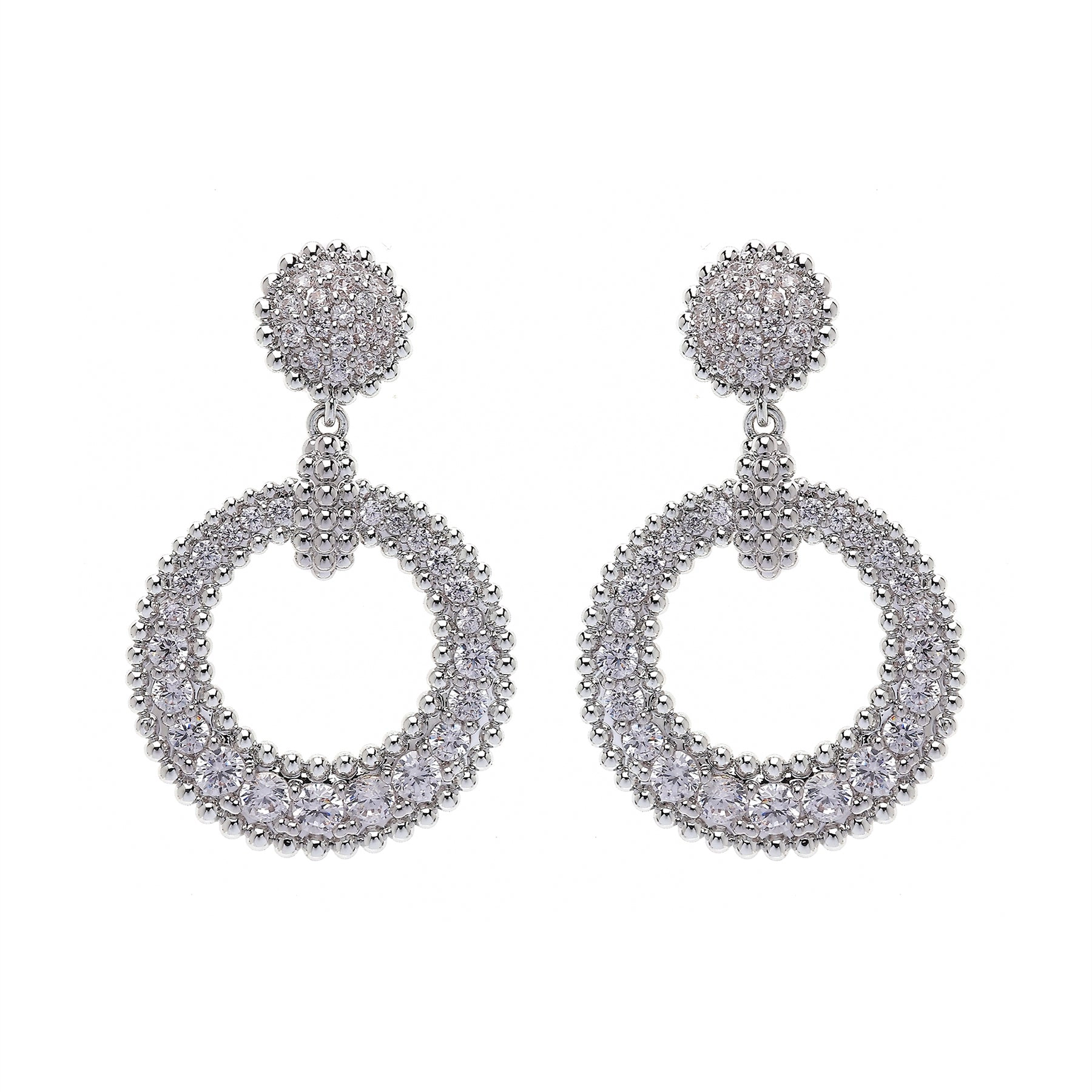 AGP PARIS Womens Silver colored Circular Drop Earrings