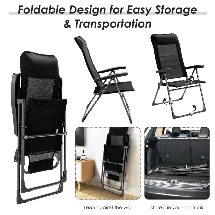 Hivvago 2-Piece Folding Patio Chairs with Adjustable Headrests