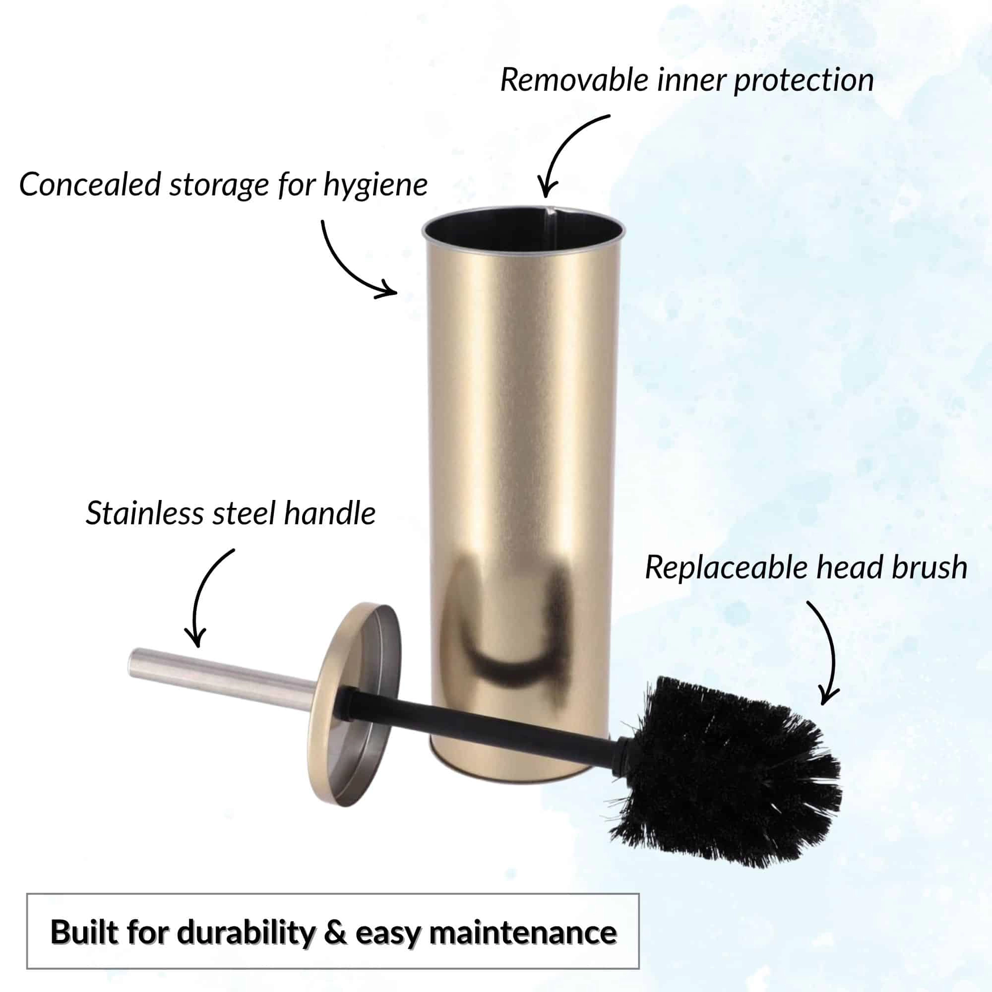 Evideco French Home Goods Brushed Gold Toilet Brush Set - 2-Piece