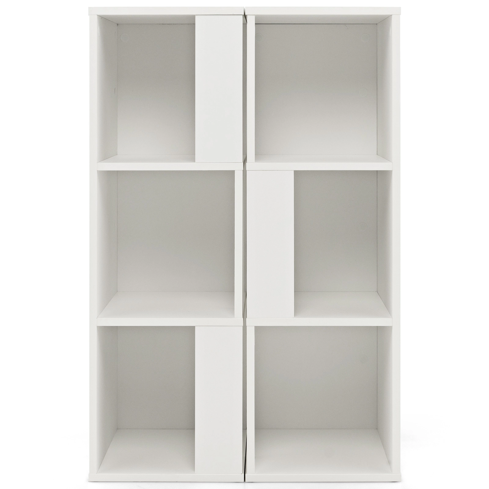 SUGIFT 3-Tier 6 Cube Freestanding Engineered Wood Bookcase 44-lb Top Capacity 22-lb Shelves 39.5-in Tall Set of 2 White
