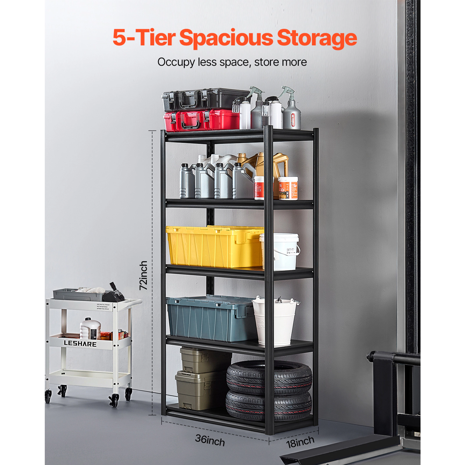 Flynama 5-Tier 18 x 36 x 72 Inches Storage Shelves Garage Storage Shelving