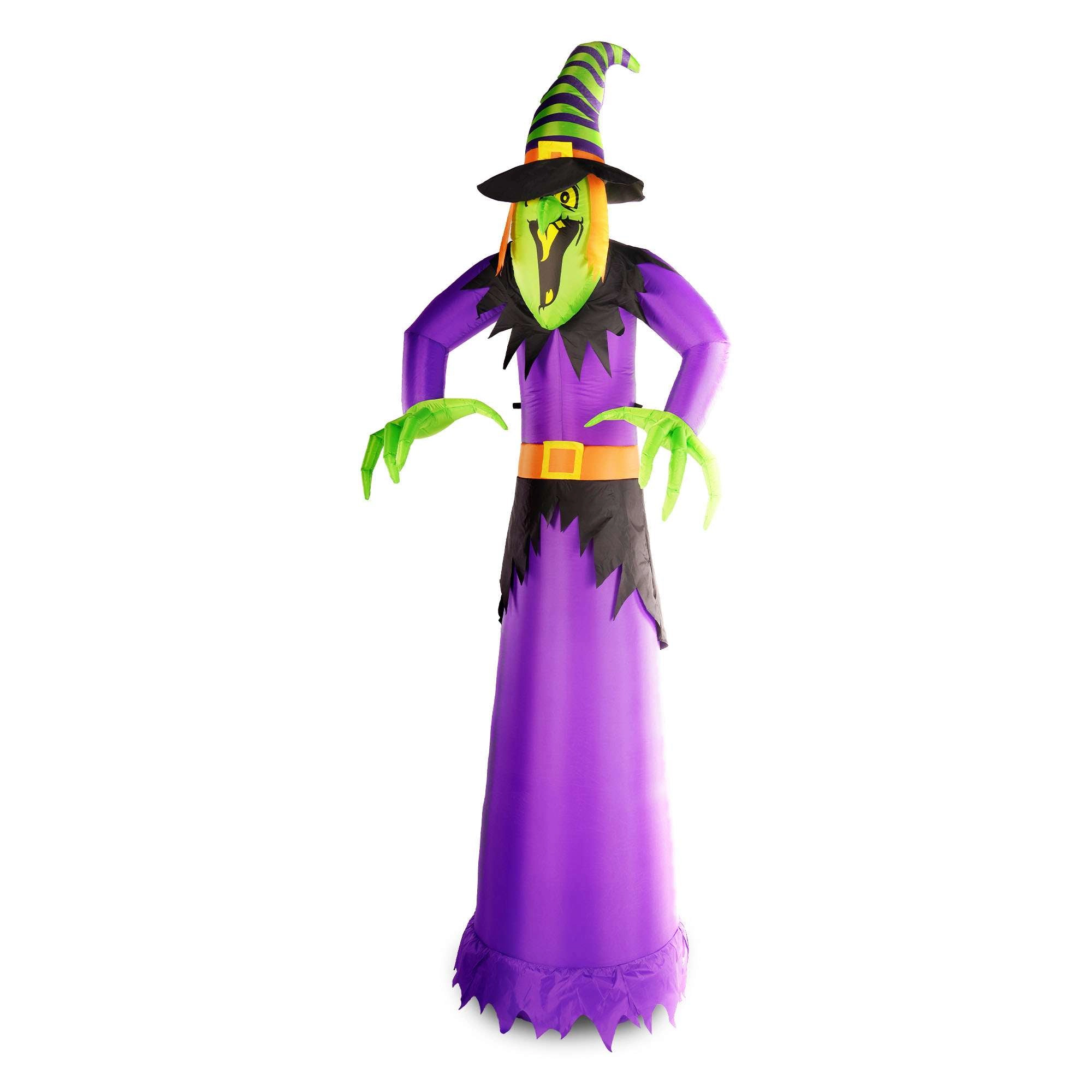 G128 10 ft Witch Inflatable with LED Lights, Weather-Resistant Outdoor Decor