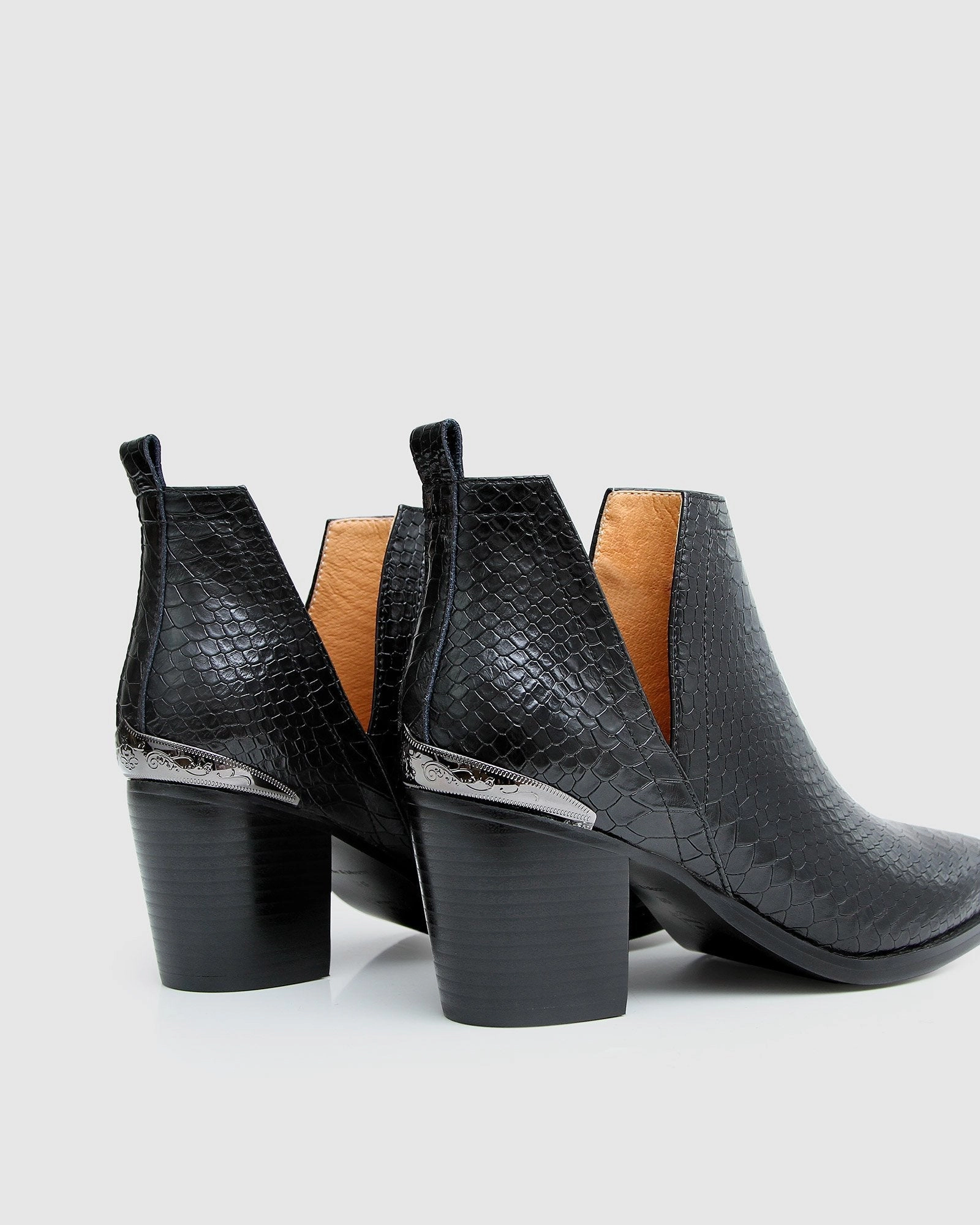 Belle & Bloom Womens Austin Croc Embossed Ankle Boot