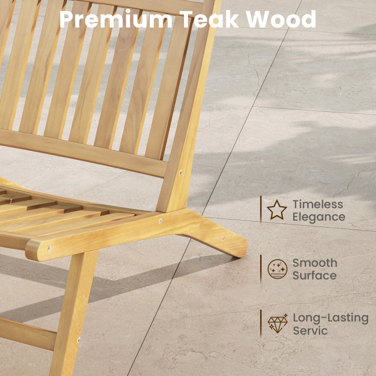 Hivvago Outdoor Teak Reclining Chair with Adjustable Backrest for Comfortable Seating