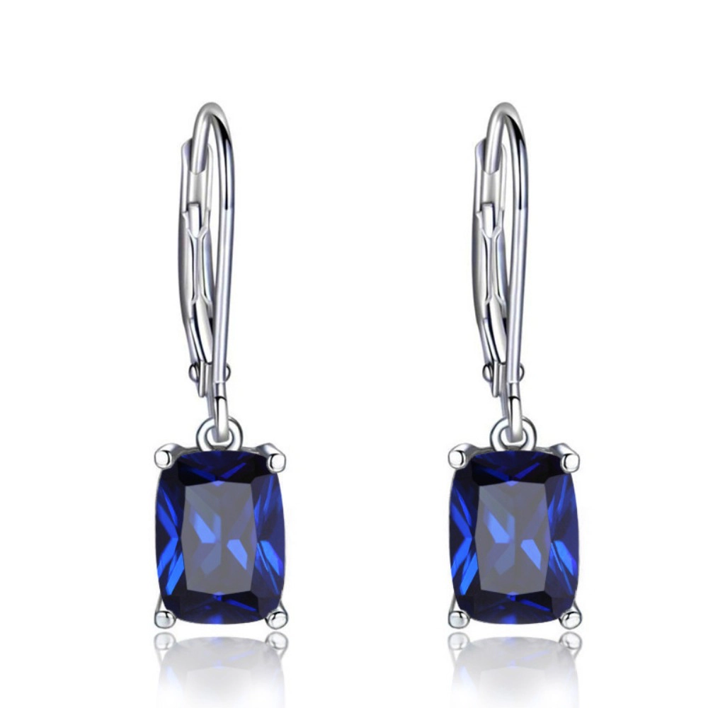Wardrobe Whimsy Cushion Cut Cubic Zirconia Leverback Dangle Earrings Multi Color Drop Jewelry for Women