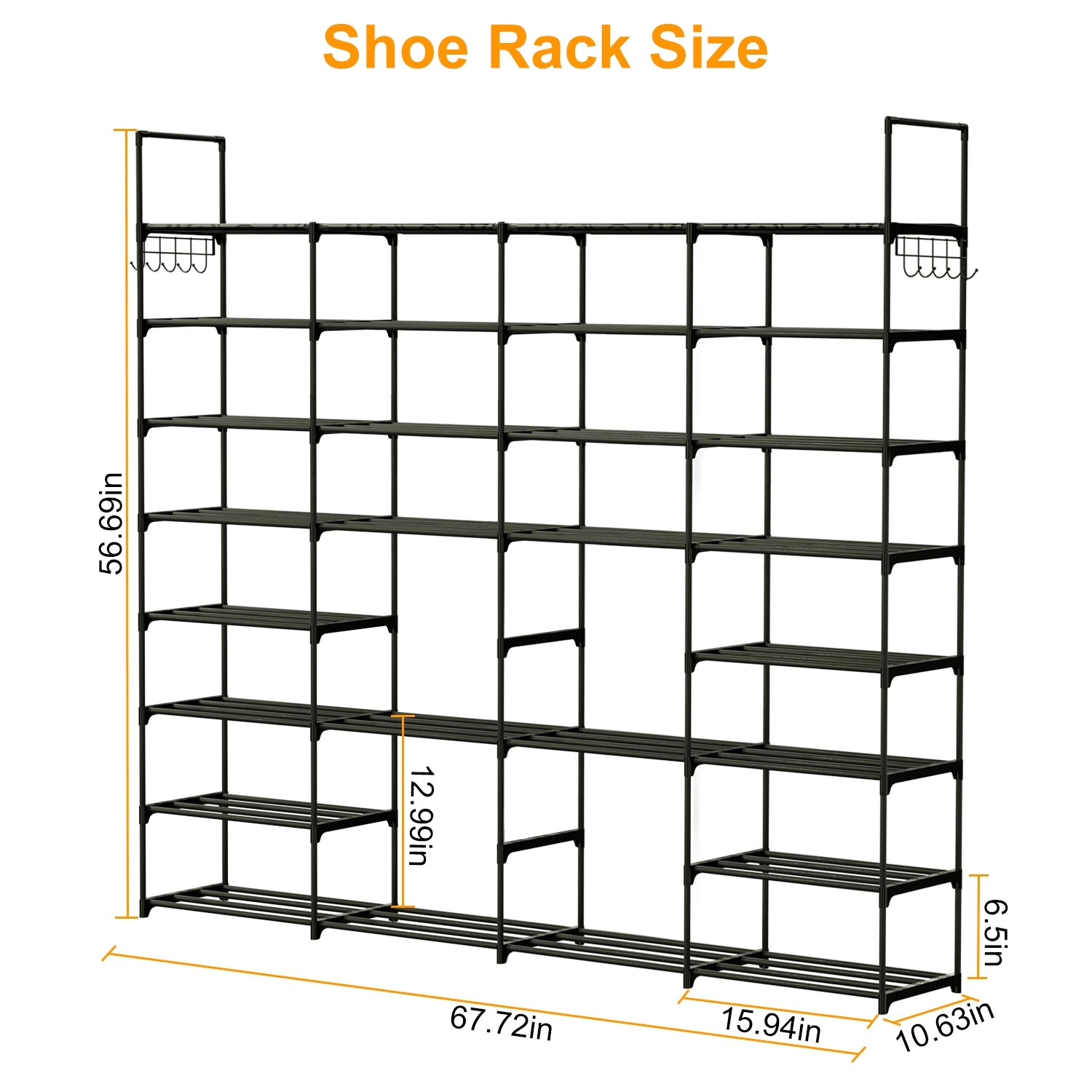 GBruno 8-Tier Metal Shoe Rack