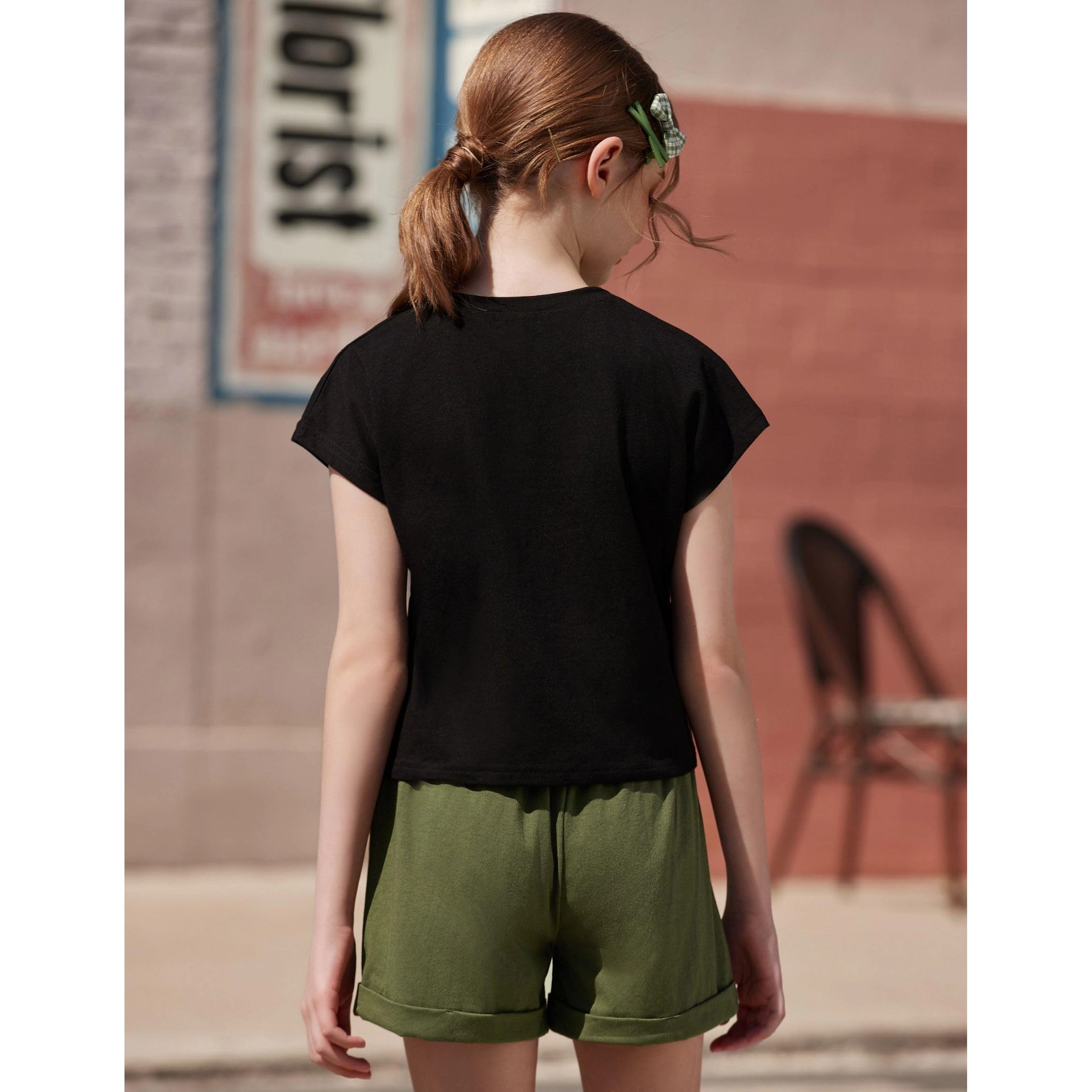 Arshiner Girls Clothes Summer Outfits Piece Set Drop Shoulder Short Sleeve Shirts And Paperbag