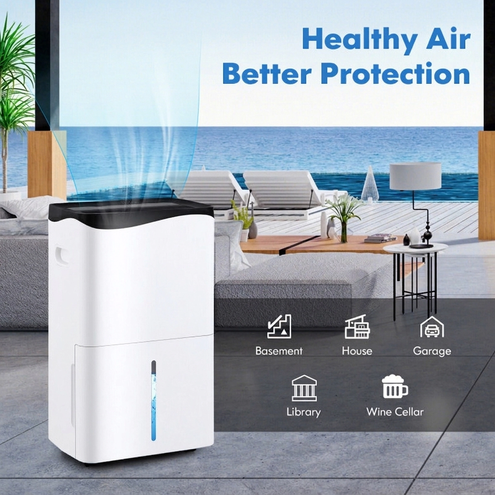 SUGIFT 100-Pint Smart App Dehumidifier with Alexa Control for Home and Basements 15-in Wide ABS Housing White