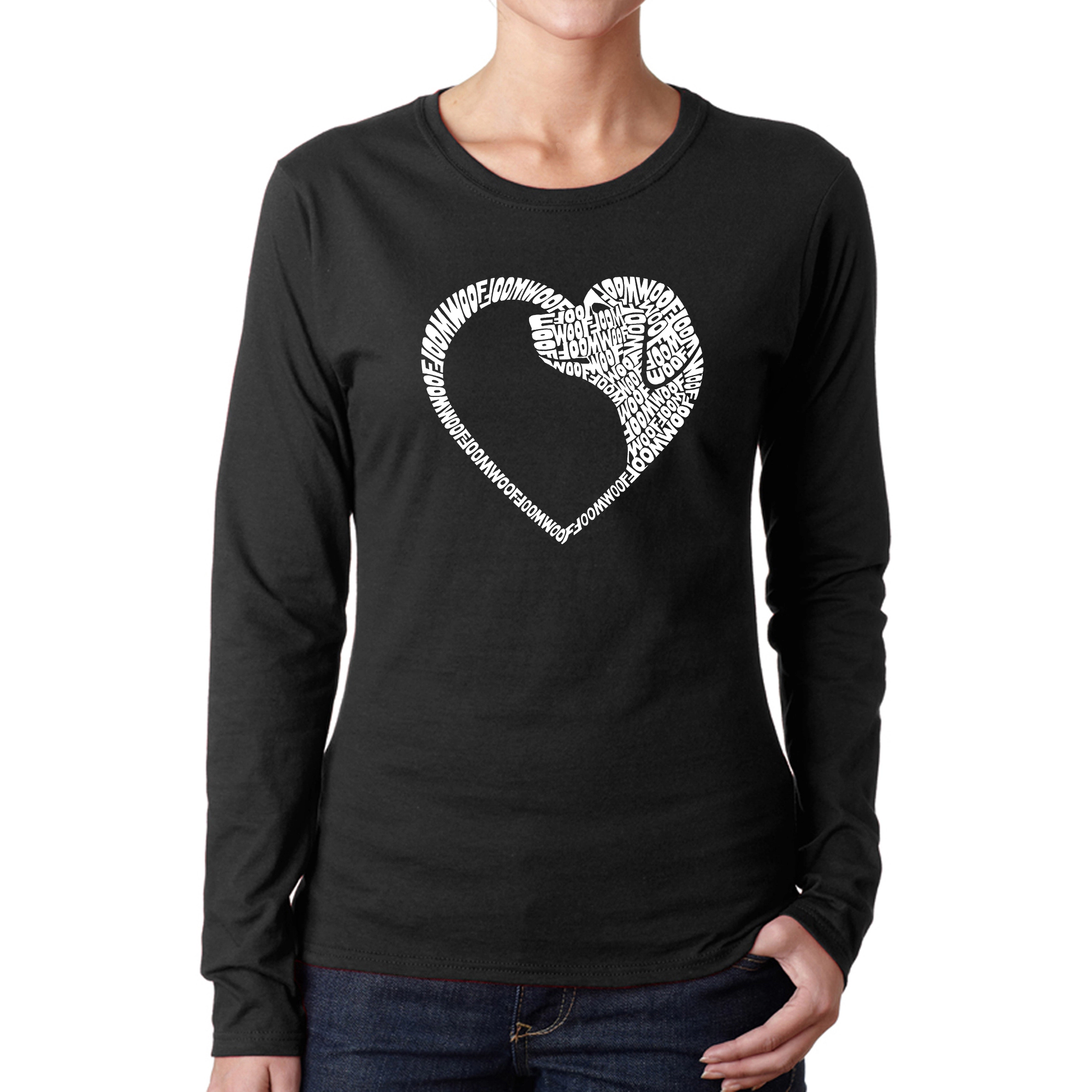 LA Pop Art Women's Word Long Sleeve T-Shirt - Dog Heart