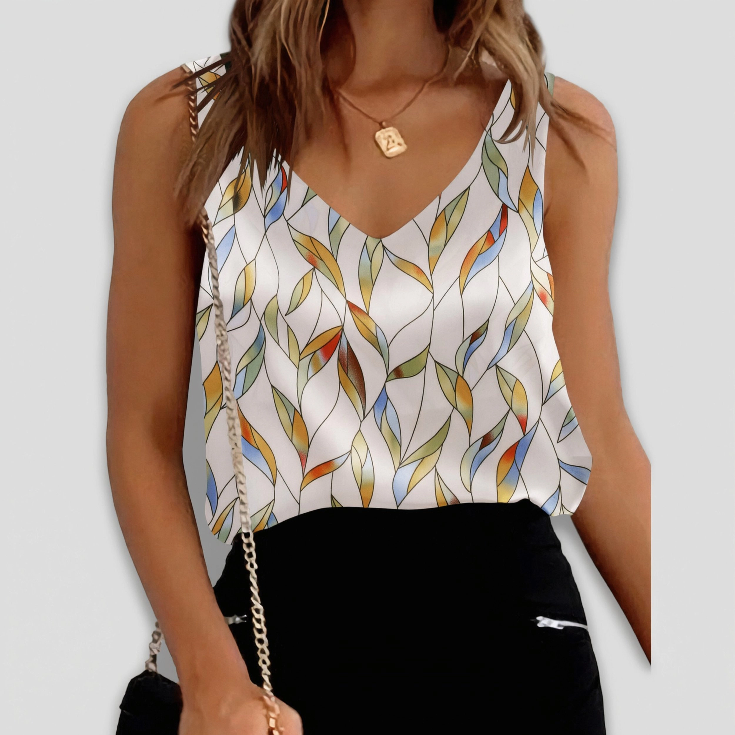 Ekouaer Womens Tank Tops V Neck Casual Cami Sleeveless Camisole Summer Basic