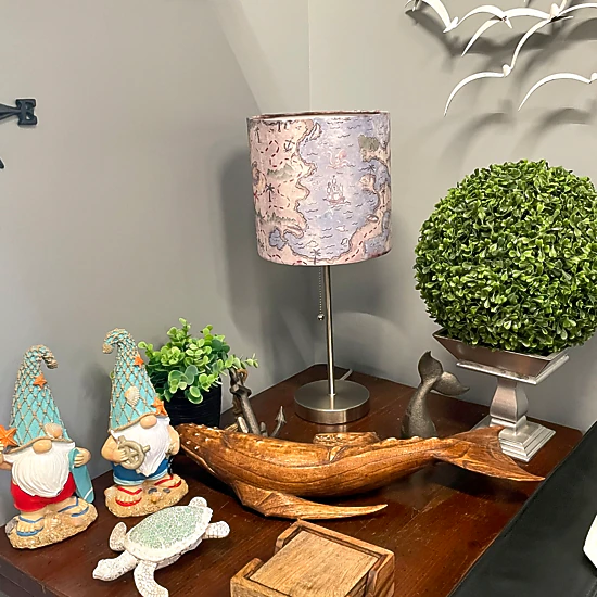 Zeckos Decorative Treasure Map Brushed Nickel Accent Lamp Coastal ...
