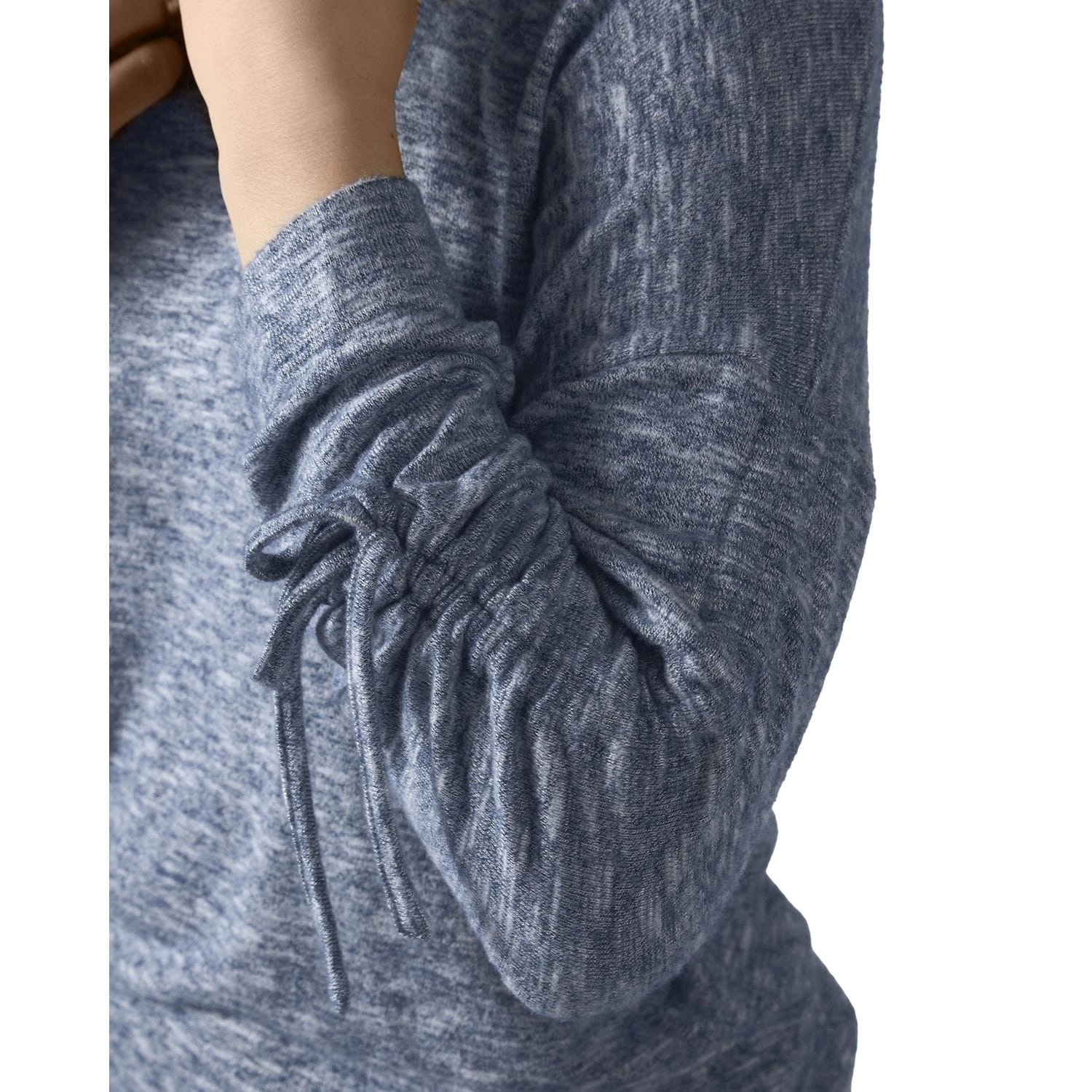 Memoi Women's Lounge Pull-Over Top with Ruched Tied Sleeves