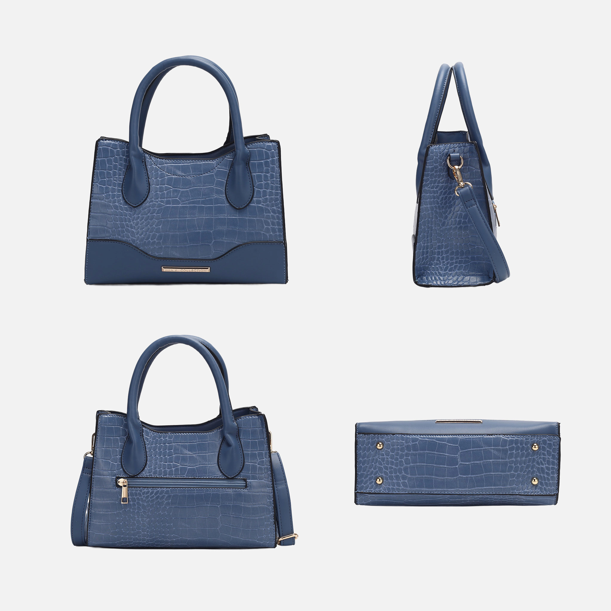 Mia K Collection Gili Croc-Embossed Vegan Leather Tote, Gold-Tone Hardware
