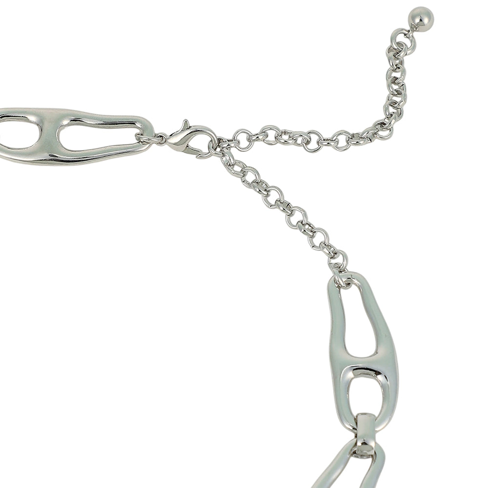 SOHI Women's The Pavement-Link Chain Necklace - Chrome Silver