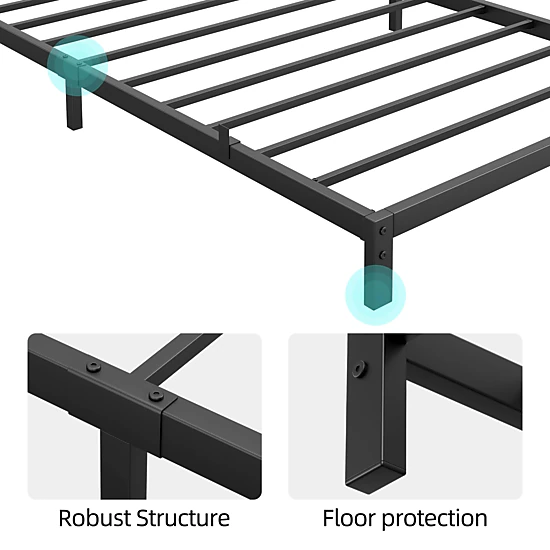 BebreezChic Metal Bed Frame, 8-Inch Low Profile Platform, Noise-Free ...
