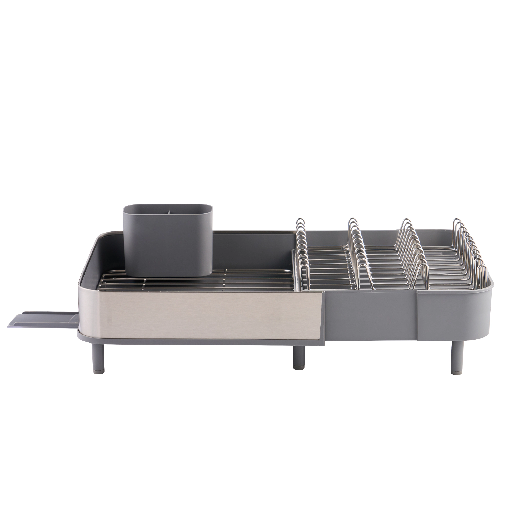 Sweet Home Collection 4-Piece Expandable Dish Drying Rack with Steel Frame, Wire Racks and Utensil Holder
