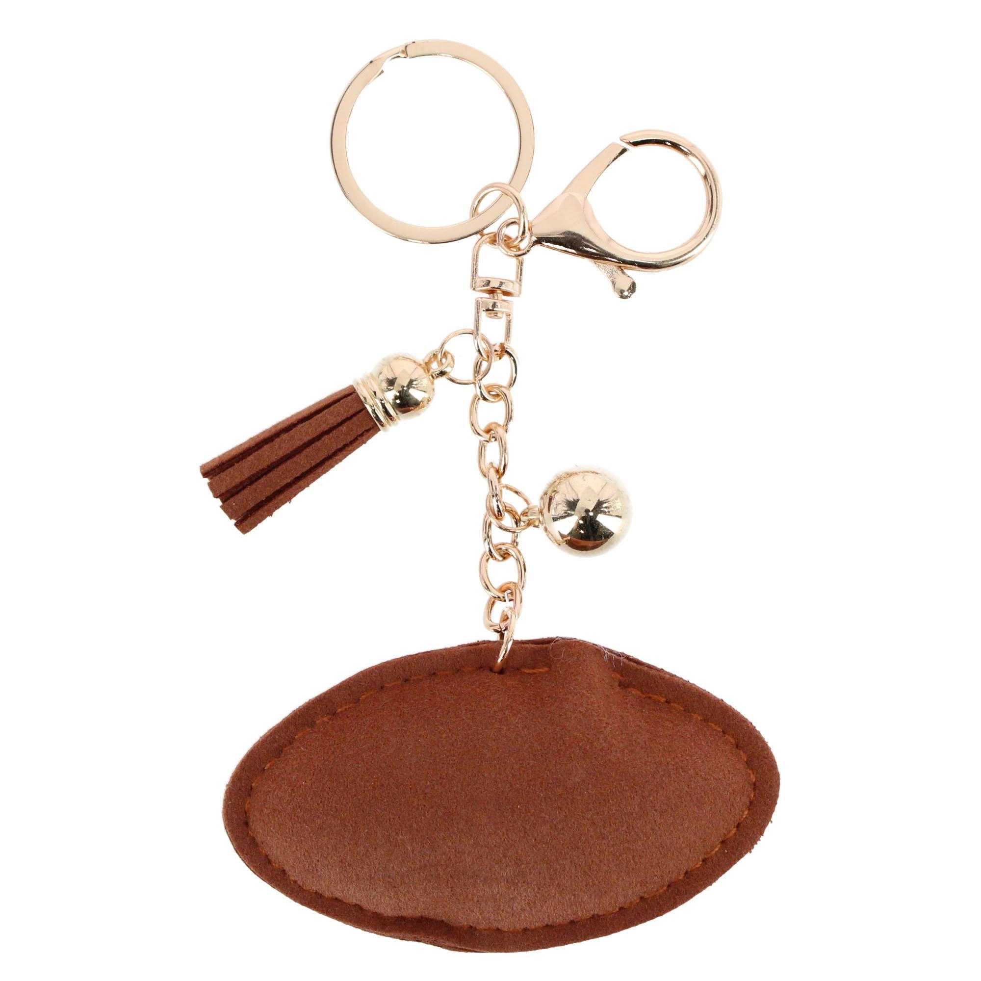 CTM Women's Rhinestone Football with Tassel Bag Charm & Key Chain