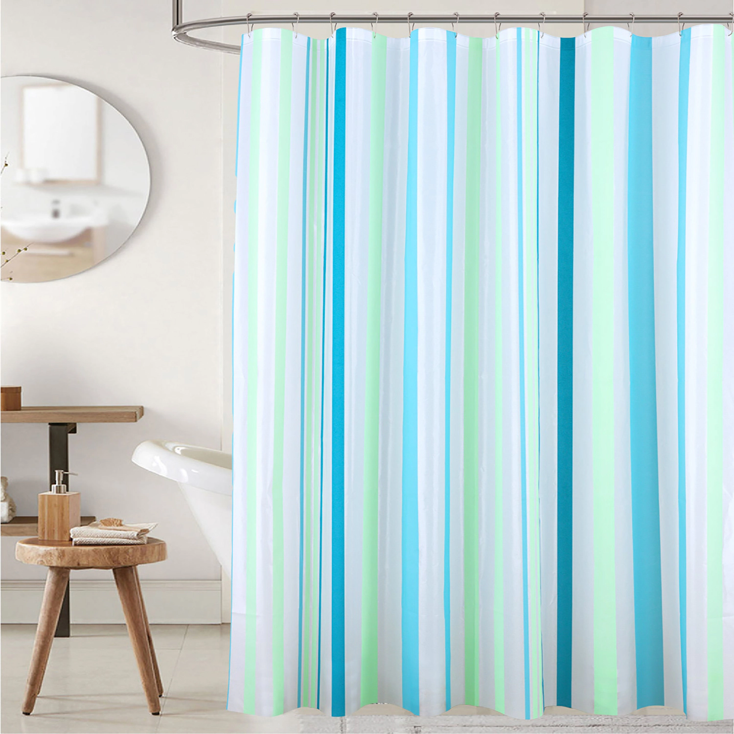 RT Designers Collection 90 GSM Printed Peva Glit Evan Shower Curtain Seafoam 70" x 72" Seafoam
