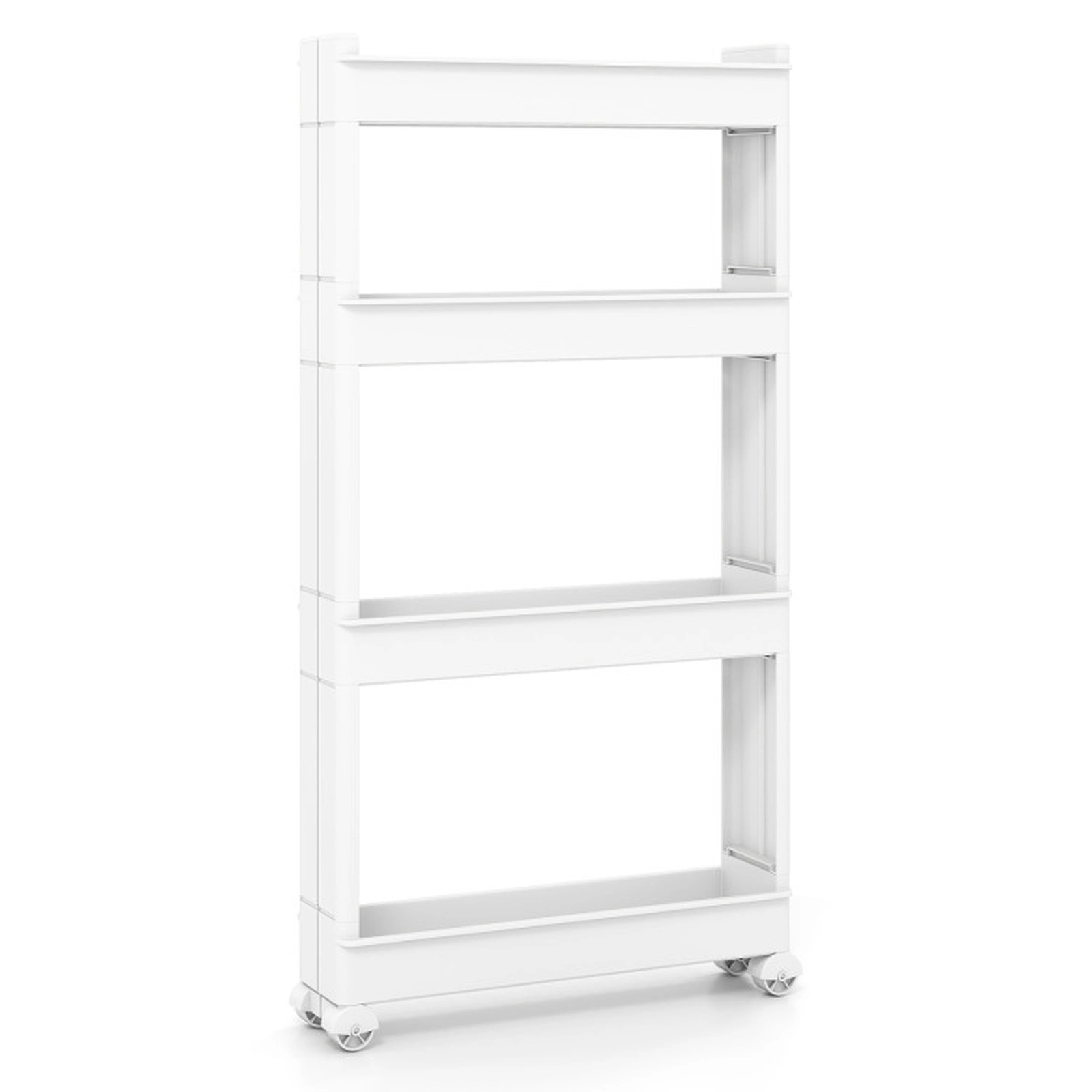 SUGIFT 4-Tier Slim Storage Trolley Cart with Detachable 3.5-in Trays 80-lb Capacity White