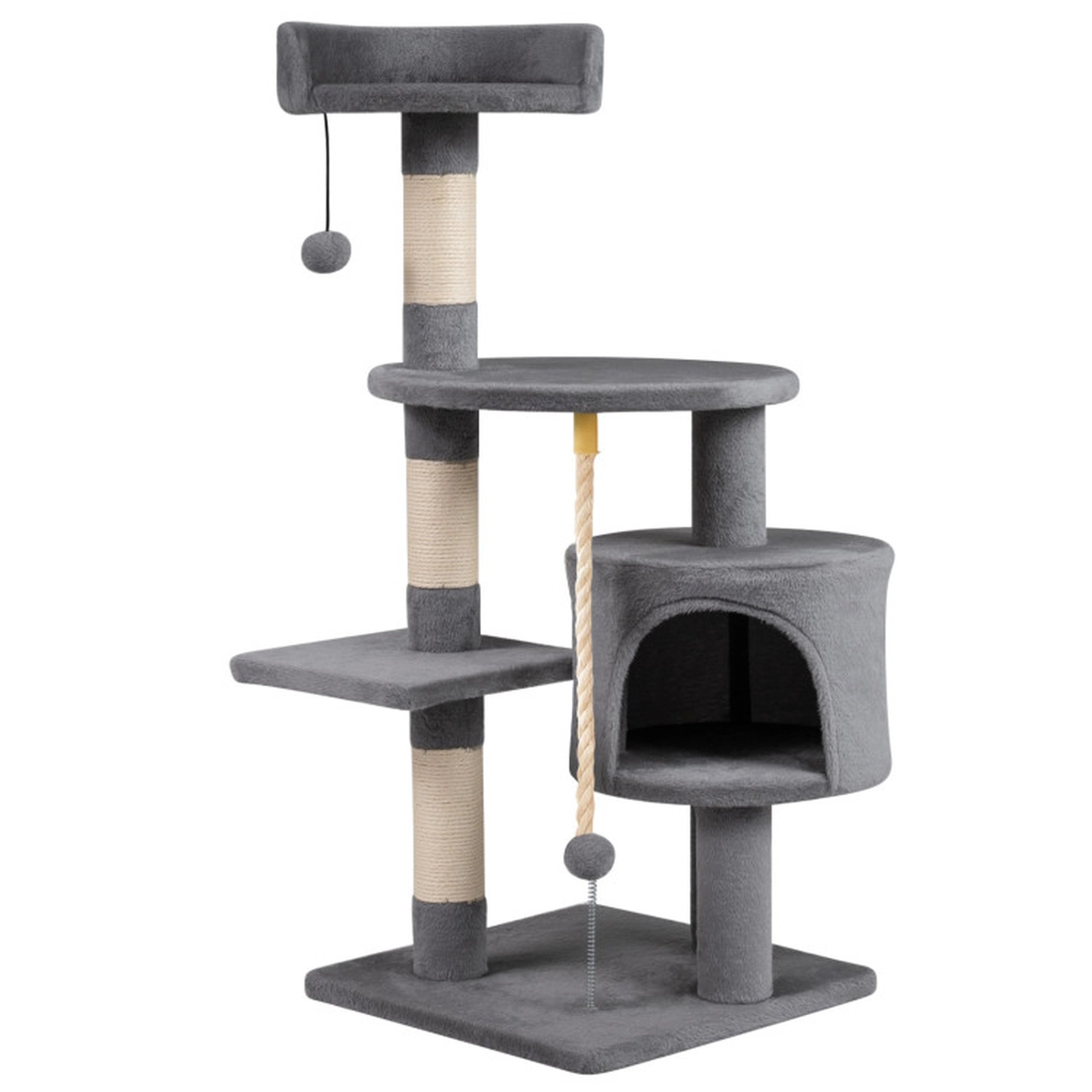SUGIFT 36-in Light Gray Kitten Cat Tree Tower with Plush Top Perch Sisal Posts and Soft Condo for Indoor Cats
