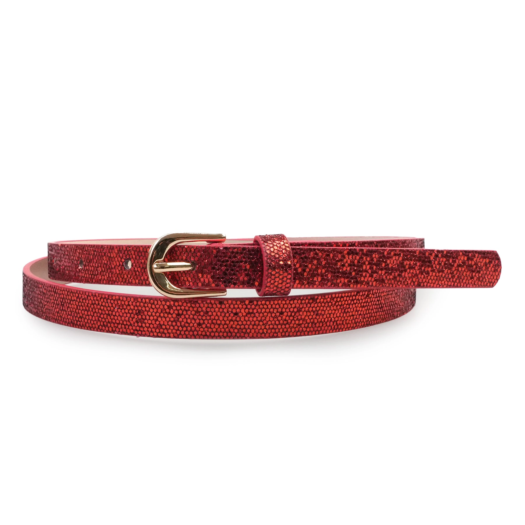 AGP PARIS Metallic Red Snake Print Women's Belt