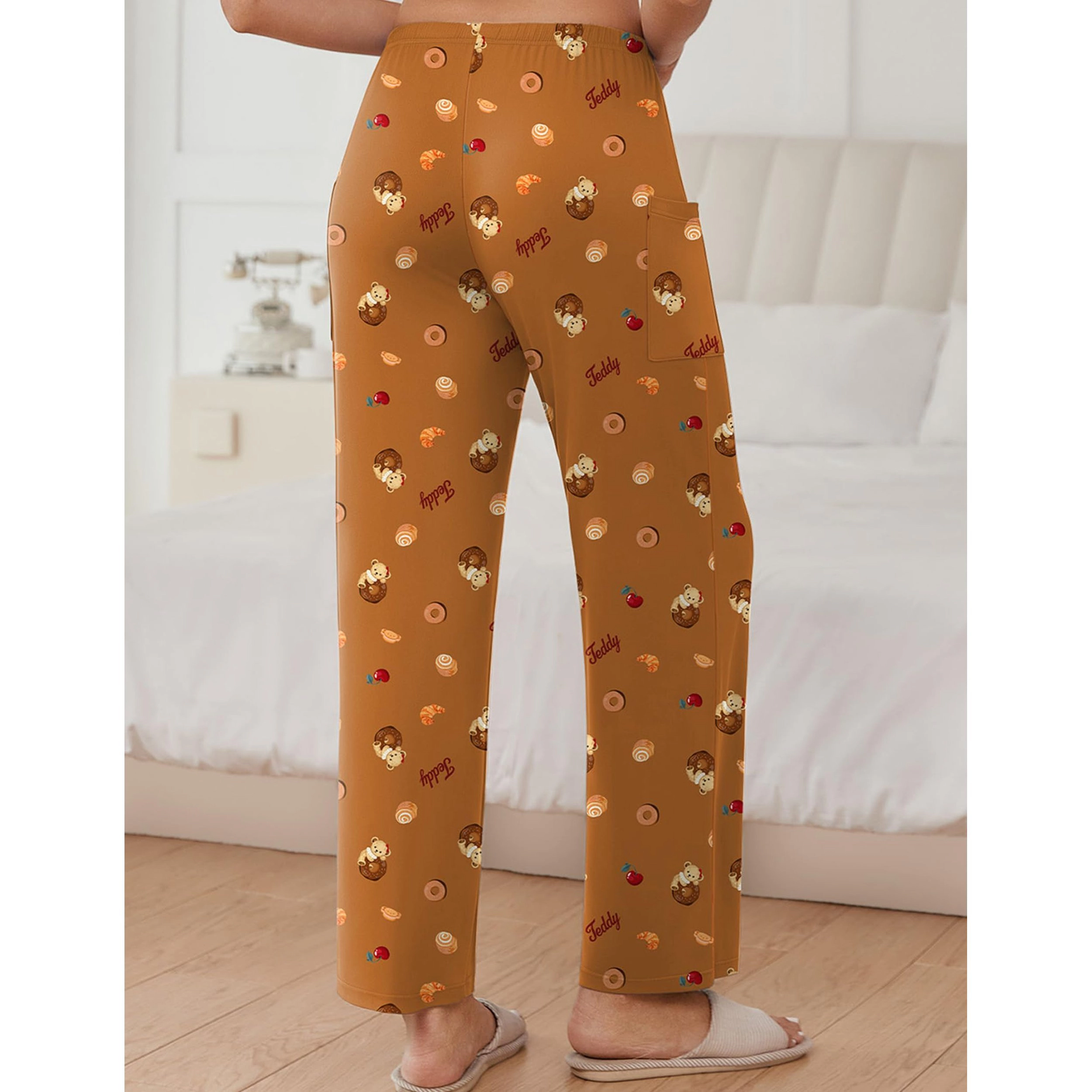 Ekouaer Pajama Pants Comfy Sleep Bottoms Casual Stretch Wide Leg Lounge with Pockets
