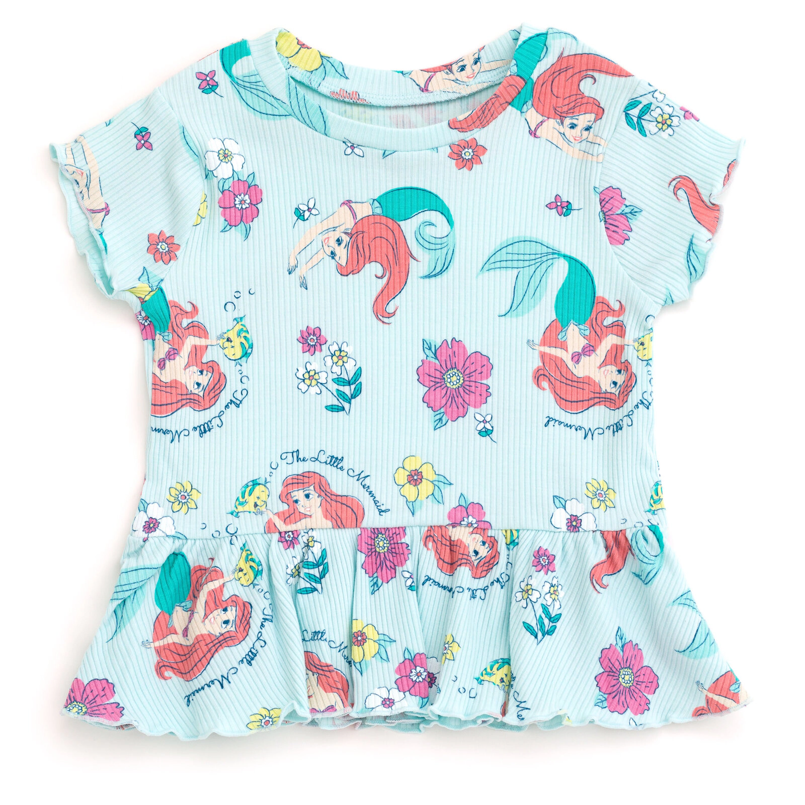 Disney Girls' Ribbed Peplum Tee and Shorts Set