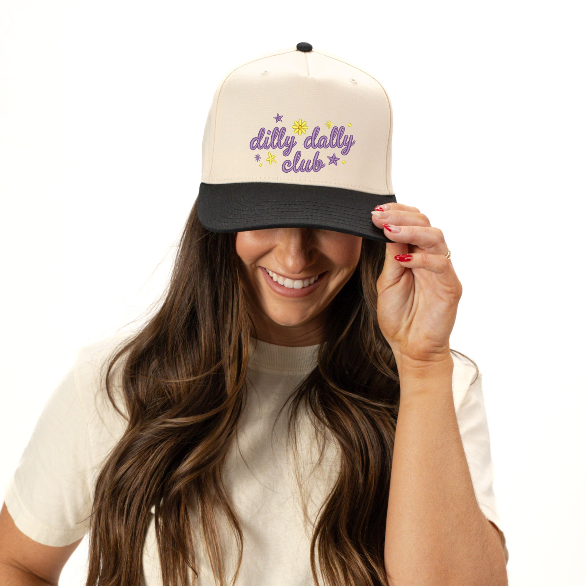 Simply Sage Market - Women's Canvas Trucker Hat Embroidered Dilly Dally Club Stars