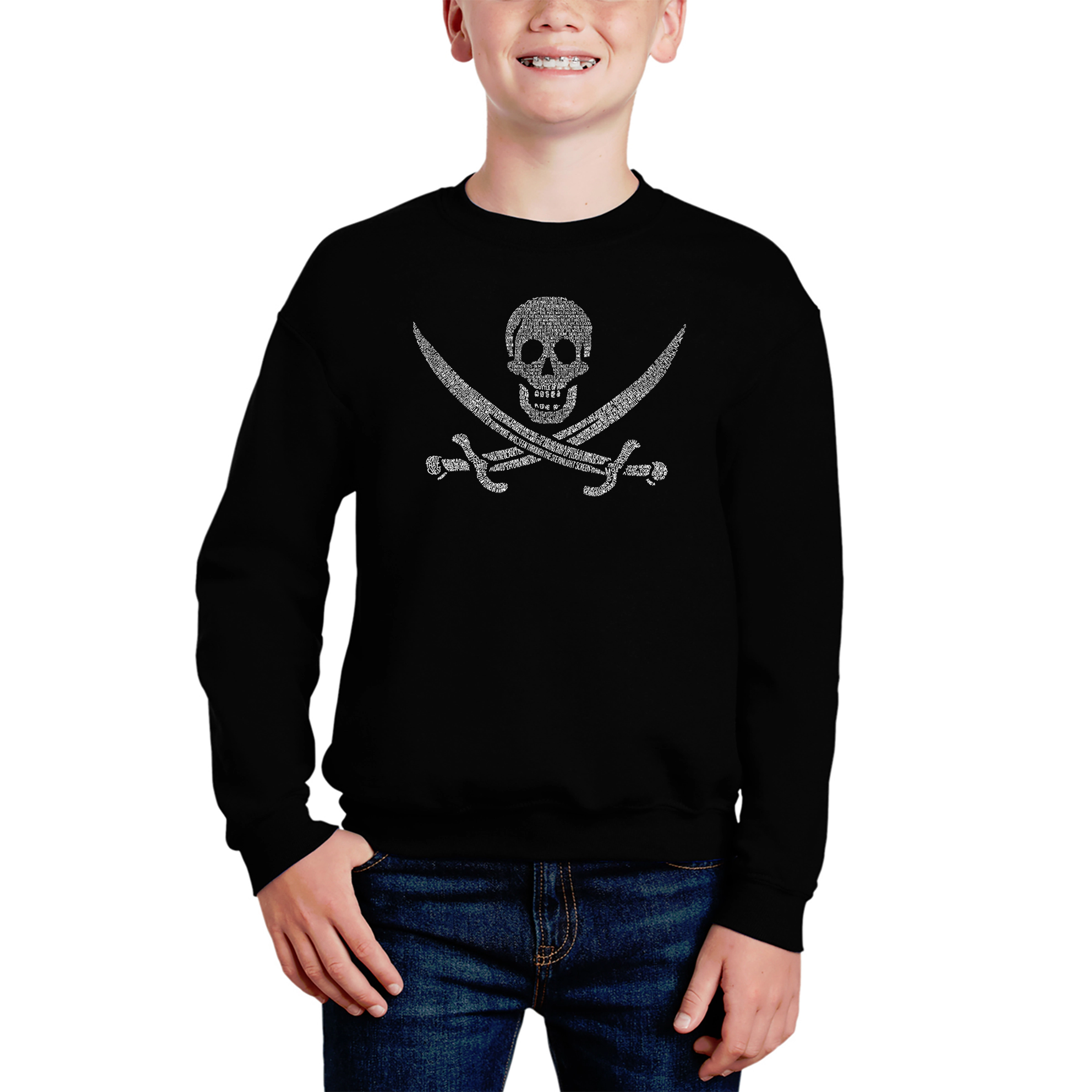 LA Pop Art Boy's Word Sweatshirt - Lyrics To A Legendary Pirate Song