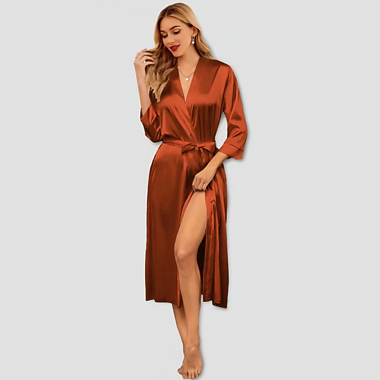 Ekouaer Silk Robes for Women Long Satin Bride Bridesmaid Wedding Party Robes Lightweight