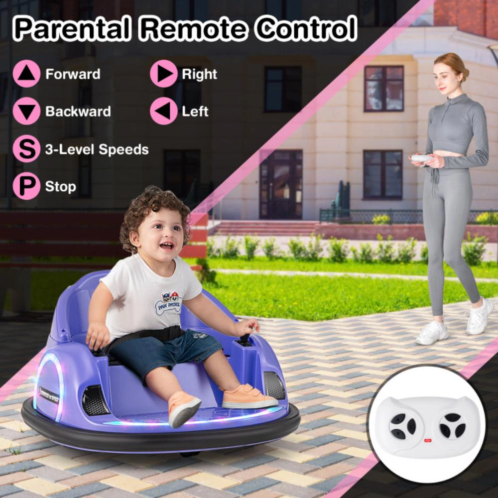 Hivvago 12V 360Â° Ride on Bumper Car for Toddlers with Remote Control-Purple