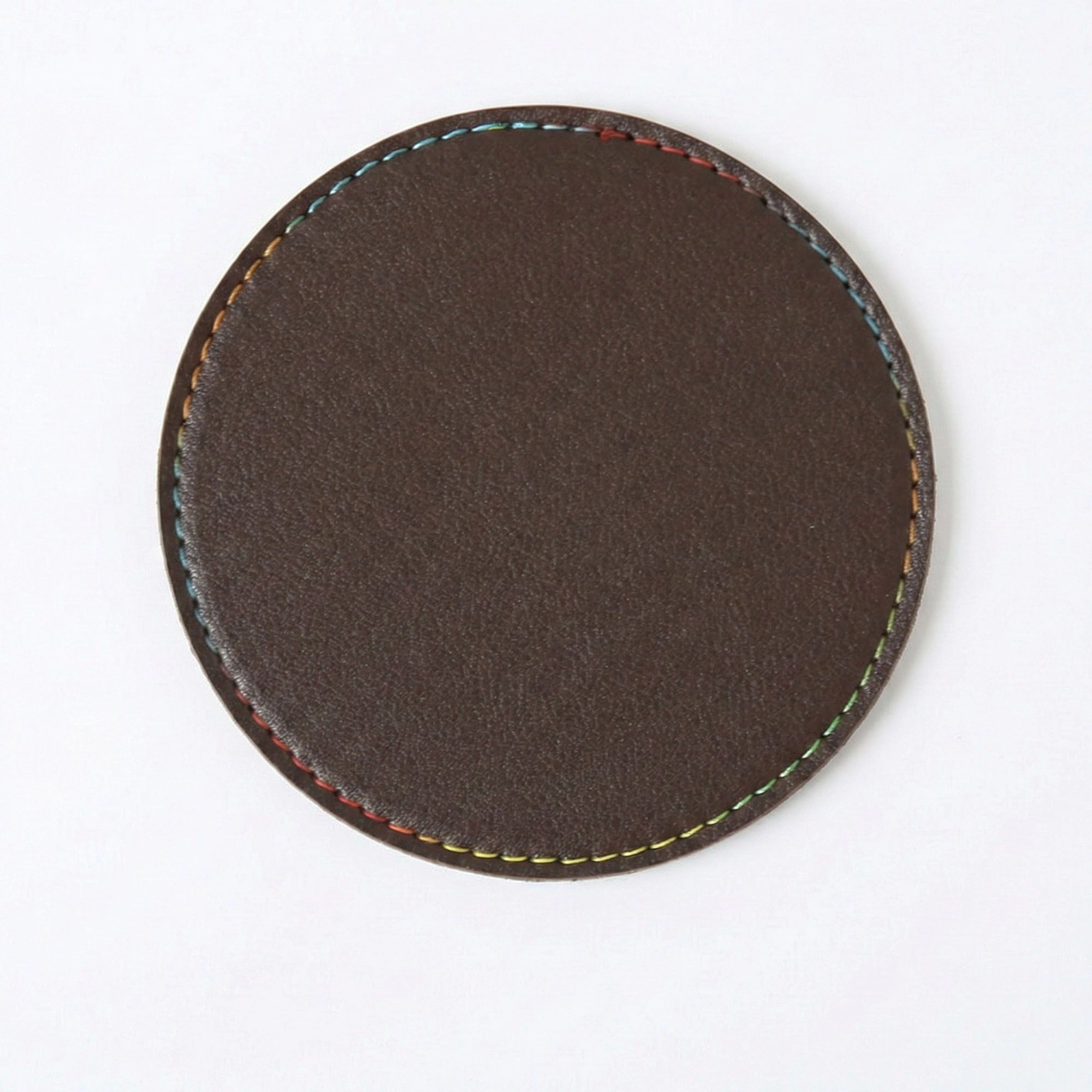 Alilang Women 4-PC Round Leather Coaster with Stitched Edge Durable Table Protector