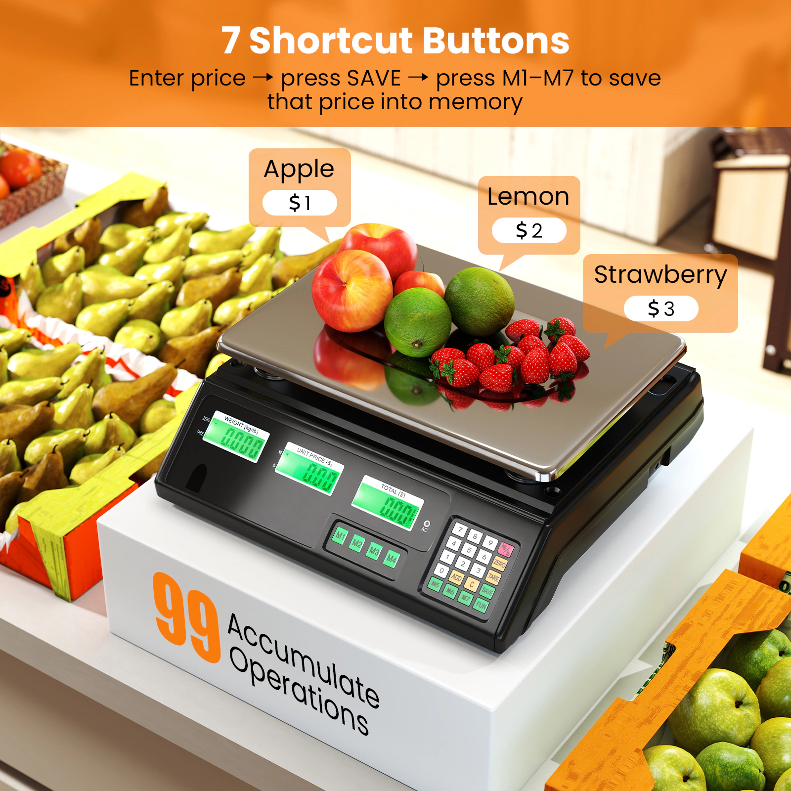 SUGIFT 88 lb Price Computing Scale Black Digital Commercial Food Scale with Counting